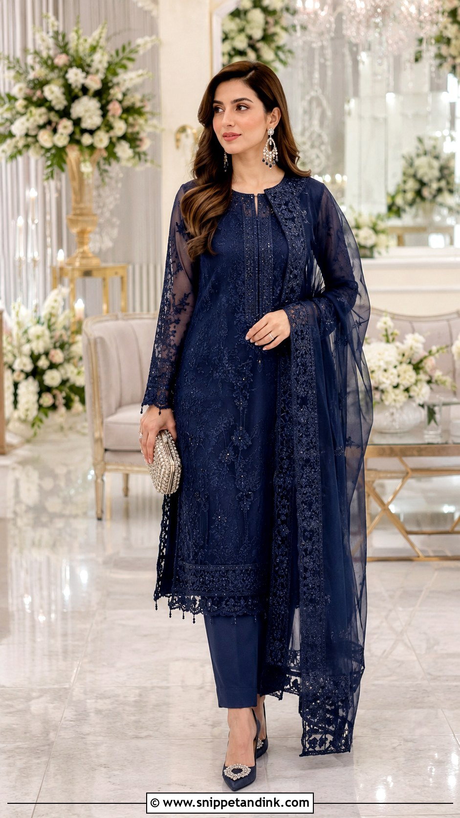Navy Blue Reception Suit Dress - Snippet and Ink - 30 Pakistani Wedding Dress Ideas