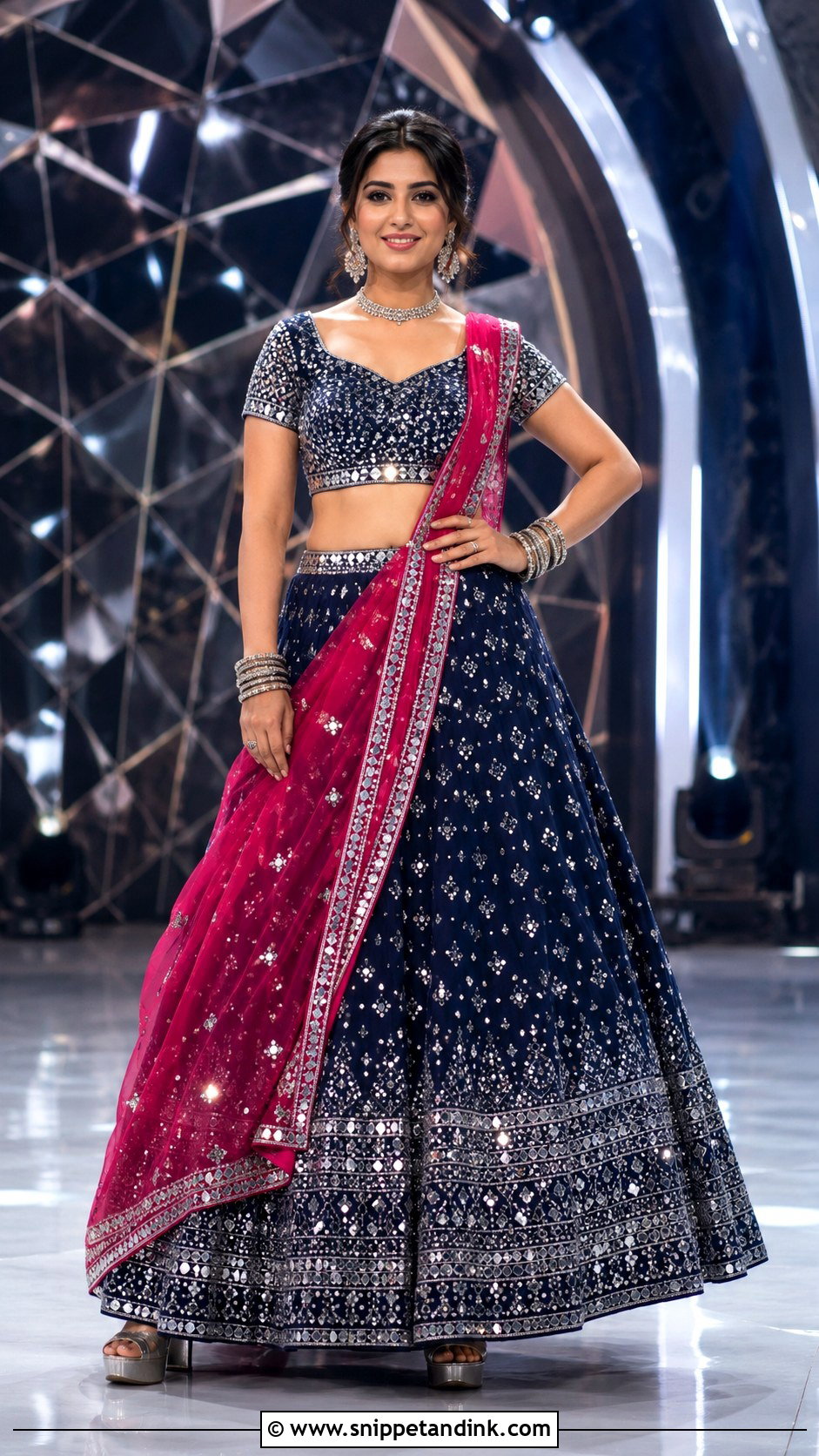 Navy Blue Sangeet Bridal Lehenga - Snippet and Ink - 20 Gujrati Wedding Brides Ideas