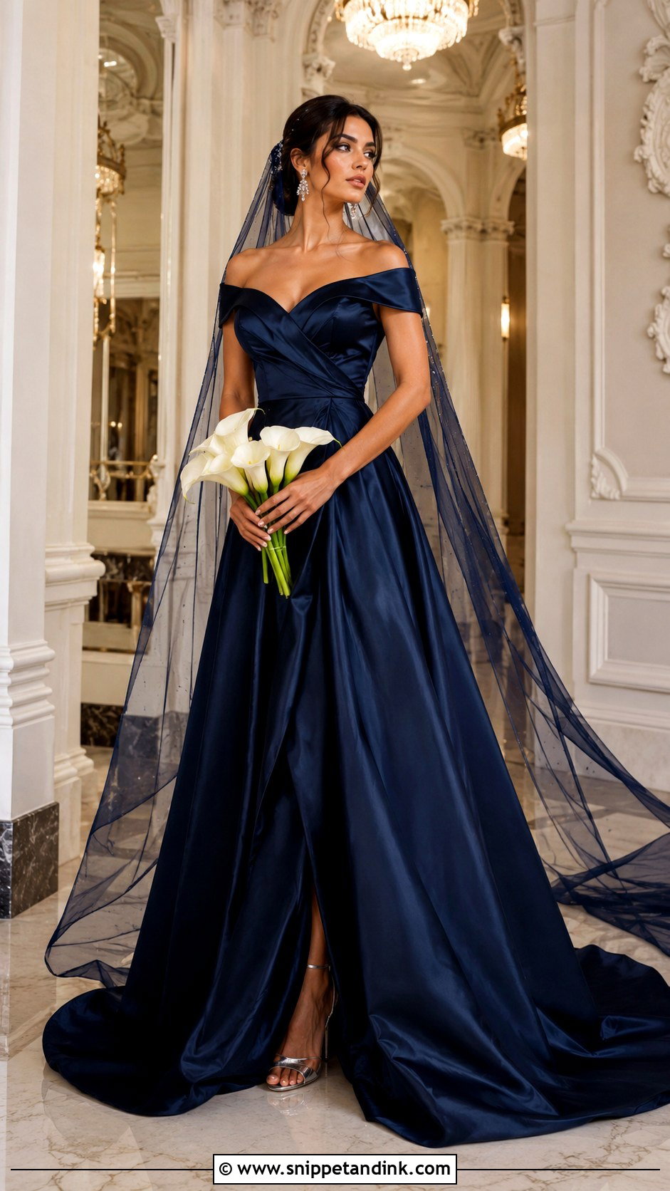 Navy Blue Satin Wedding Dress Outfit - Snippet and Ink - 20 Blue Wedding Dress Outfit Ideas