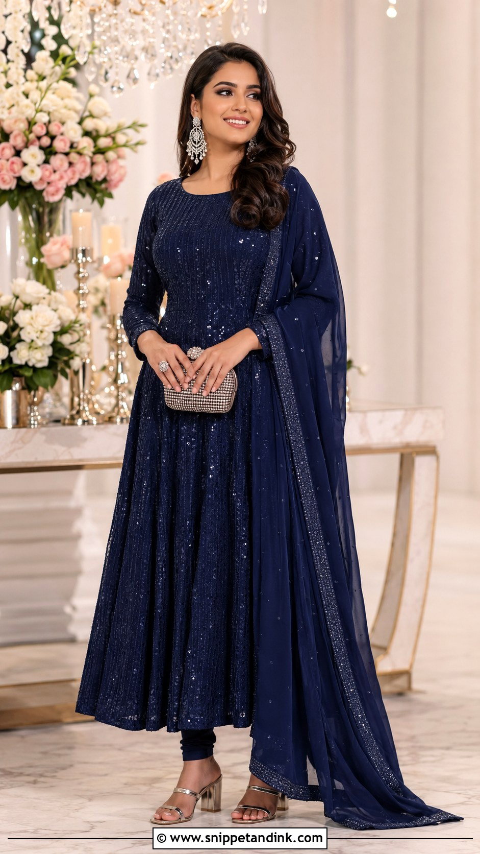 Navy Blue Sequin Wedding Anarkali - Snippet and Ink - 20 Wedding Anarkali Ideas