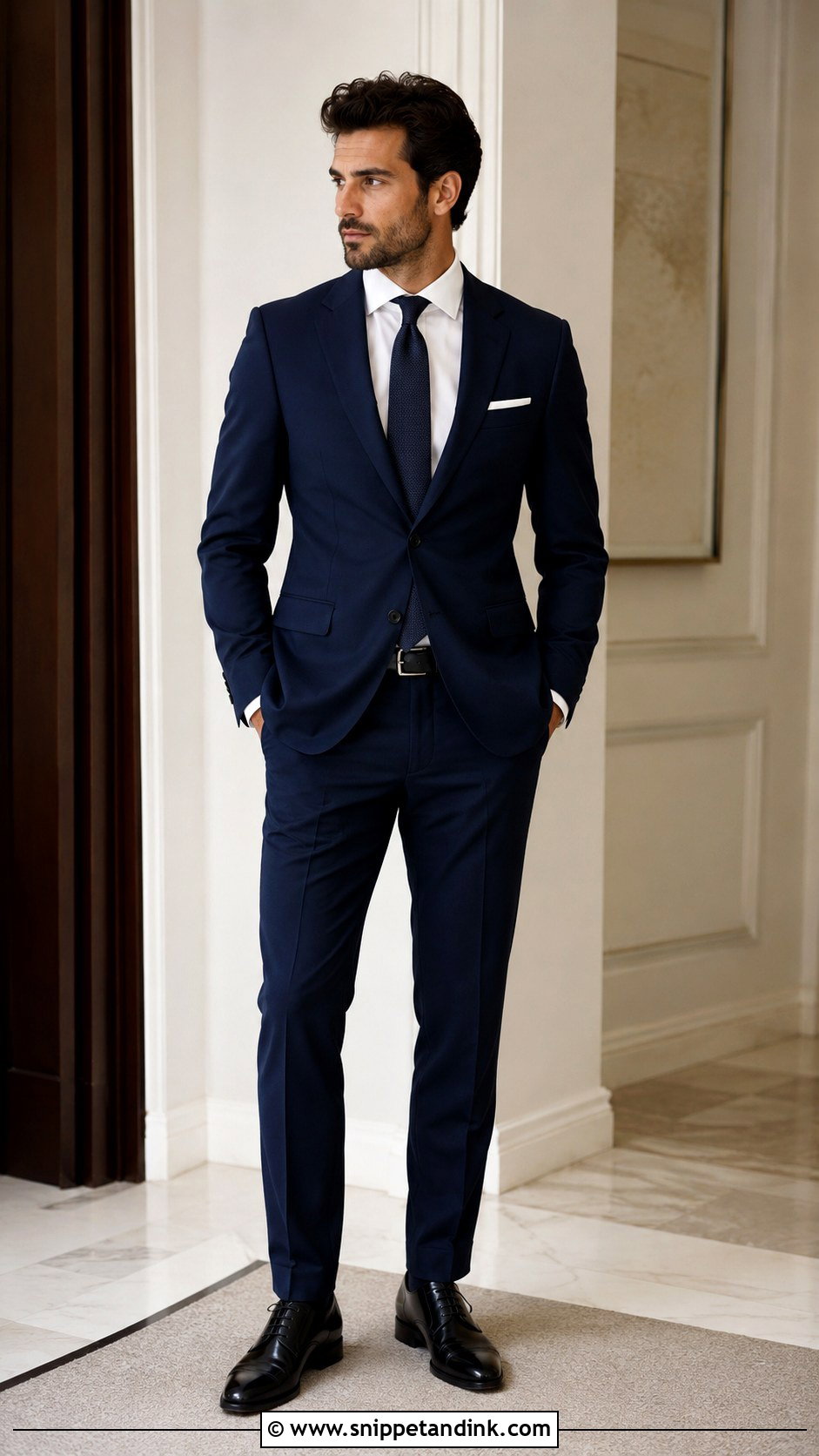 Navy Blue Suit With Black Shoes - Snippet and Ink - 30 Navy Blue Suit Wedding Ideas