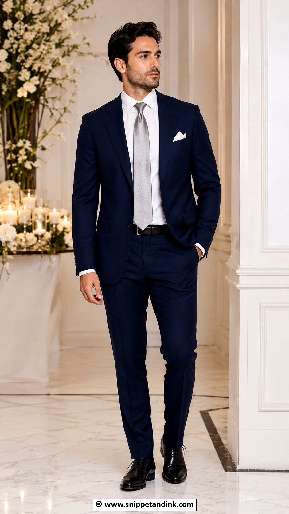 Navy Blue Suit With Black Shoes - Snippet and Ink - 30 Blue Suit Wedding Ideas