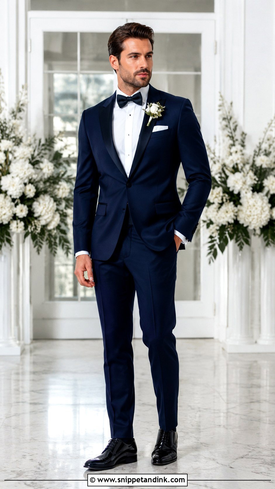 Navy Blue Suit With Bow Tie - Snippet and Ink - 30 Navy Blue Suit Wedding Ideas