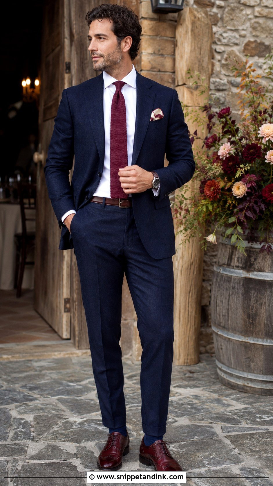 Navy Blue Suit With Burgundy Tie Wedding - Snippet and Ink - 20 Navy Blue Suits Wedding