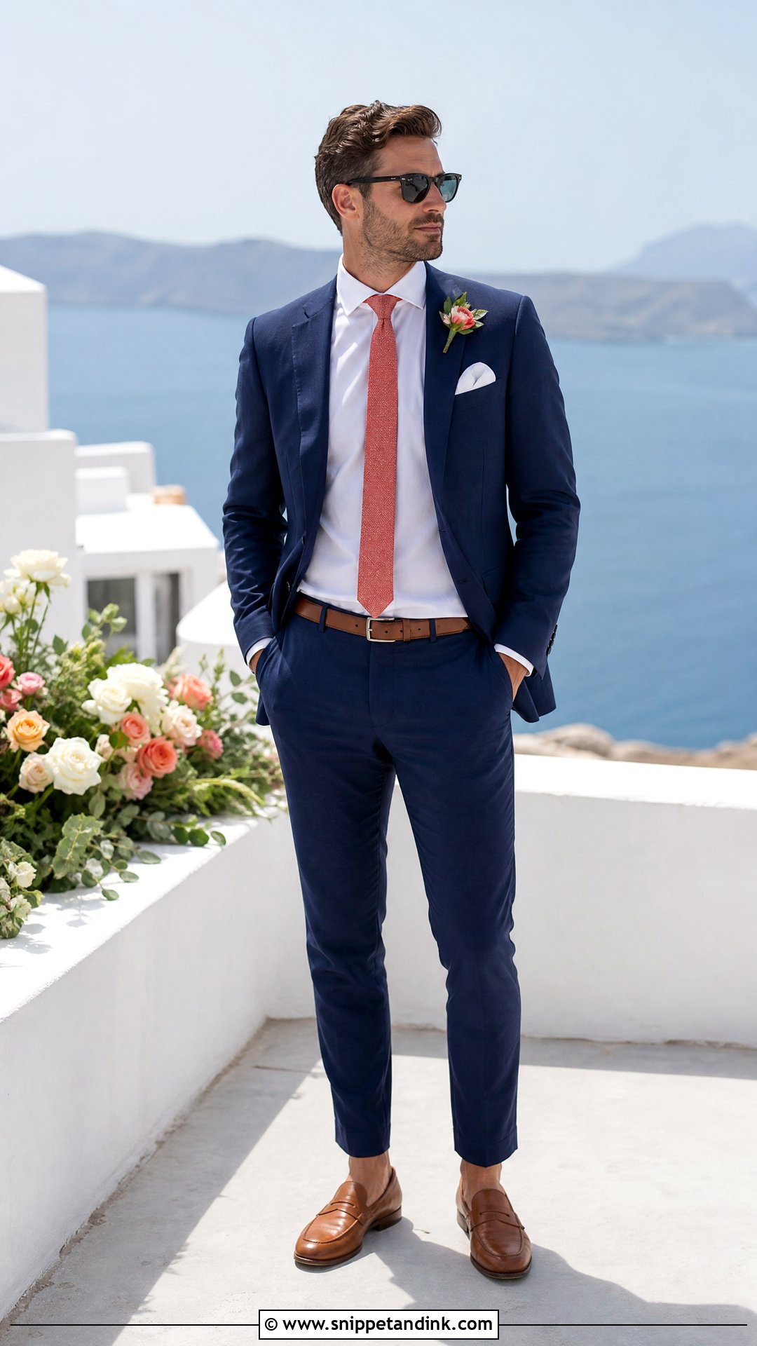 Navy Blue Suit With Coral Accessories - Snippet and Ink - 25 Navy Blue Suit Wedding Color Combos Ideas
