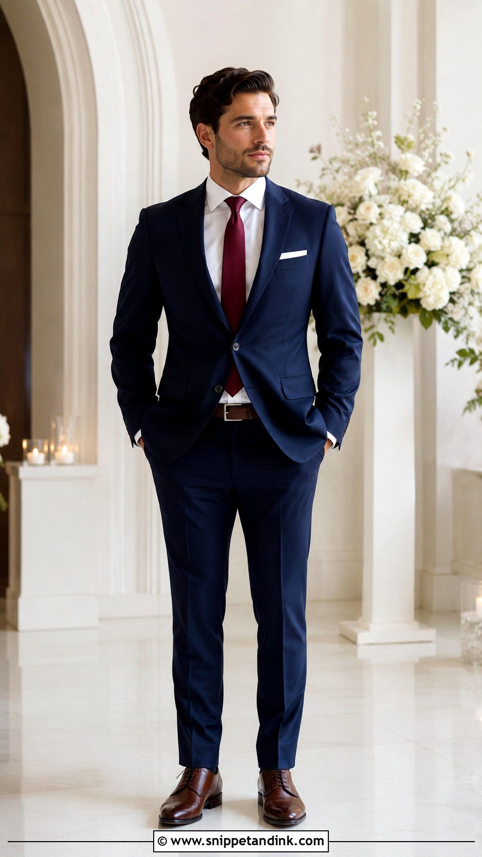Navy Blue Suit With Dark Brown Shoes - Snippet and Ink - 30 Navy Blue Suit Wedding Ideas