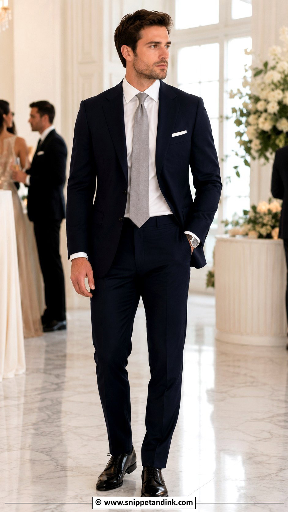 Navy Blue Suit With Gray Tie - Snippet and Ink - 30 Blue Suit Wedding Ideas