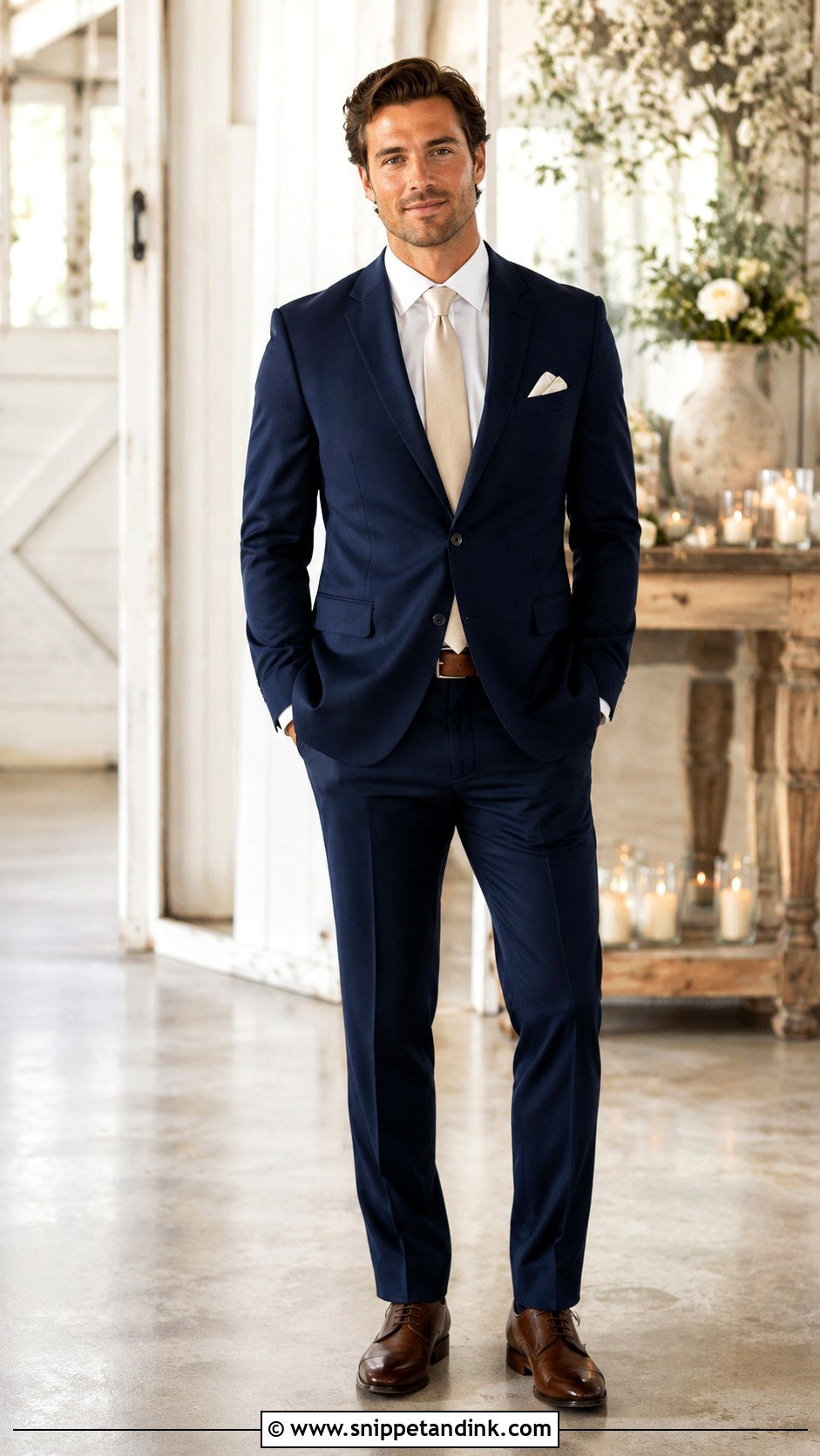 Navy Blue Suit With Ivory Shirt - Snippet and Ink - 30 Navy Blue Suit Wedding Ideas