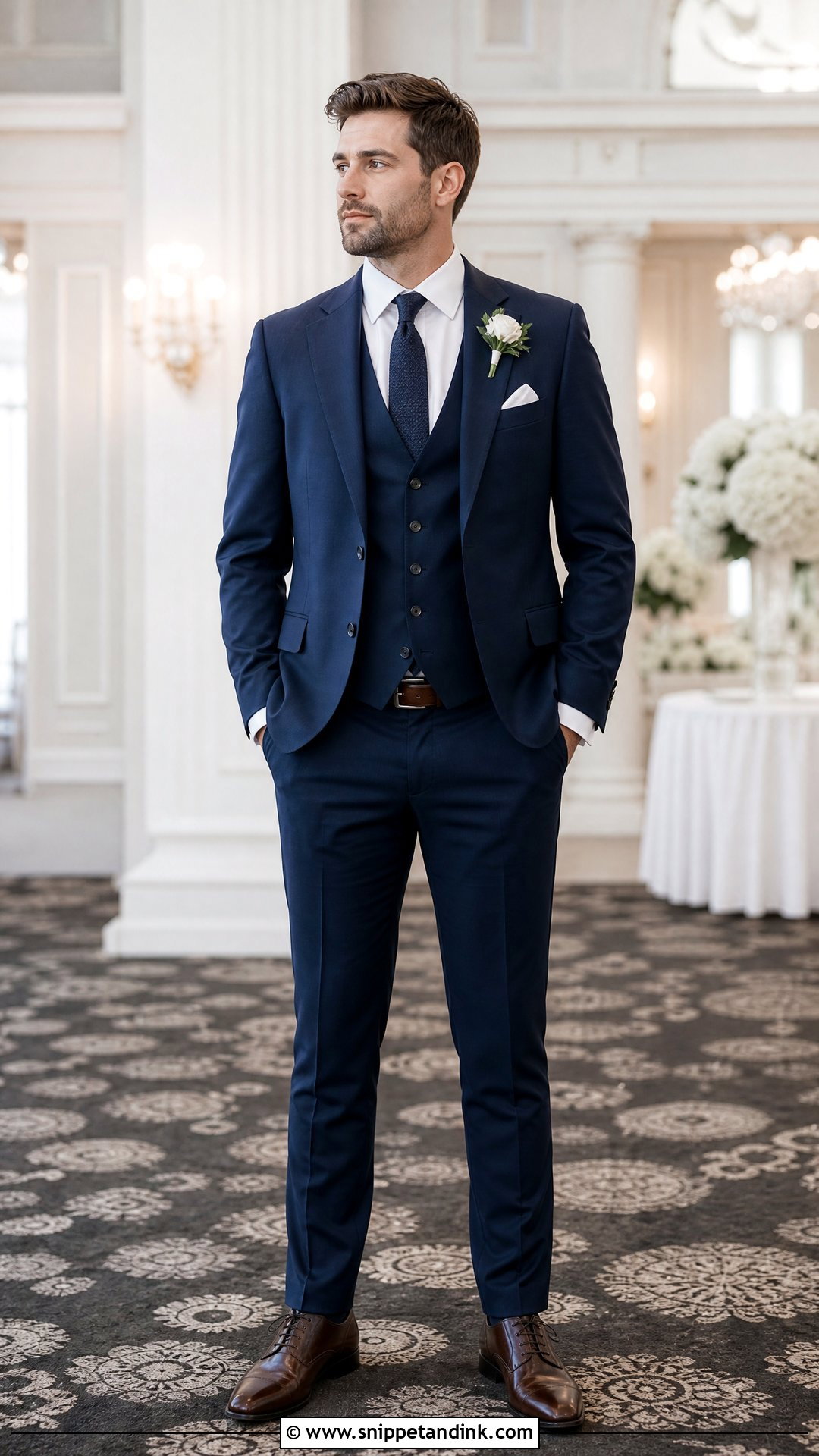 Navy Blue Suit With Navy And White Accessories - Snippet and Ink - 25 Navy Blue Suit Wedding Color Combos Ideas