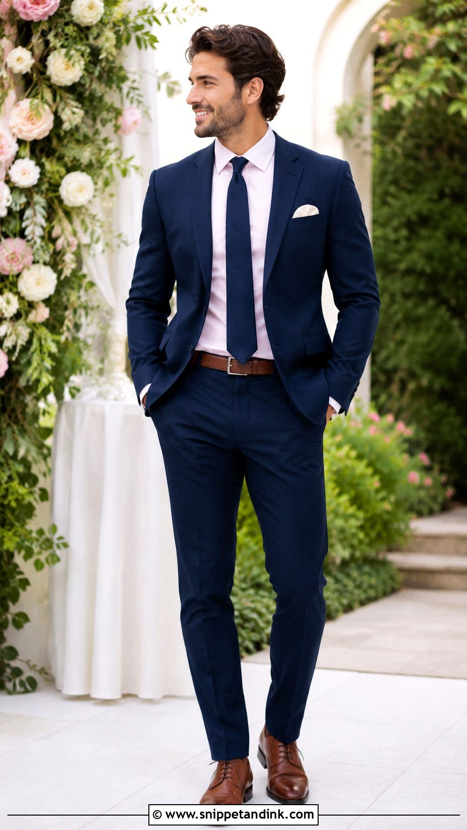 Navy Blue Suit With Pale Pink Shirt - Snippet and Ink - 30 Navy Blue Suit Wedding Ideas