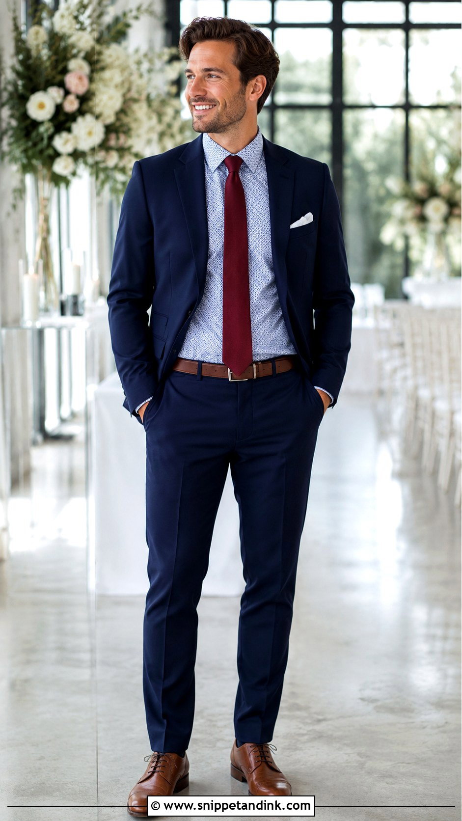 Navy Blue Suit With Patterned Shirt - Snippet and Ink - 30 Navy Blue Suit Wedding Ideas