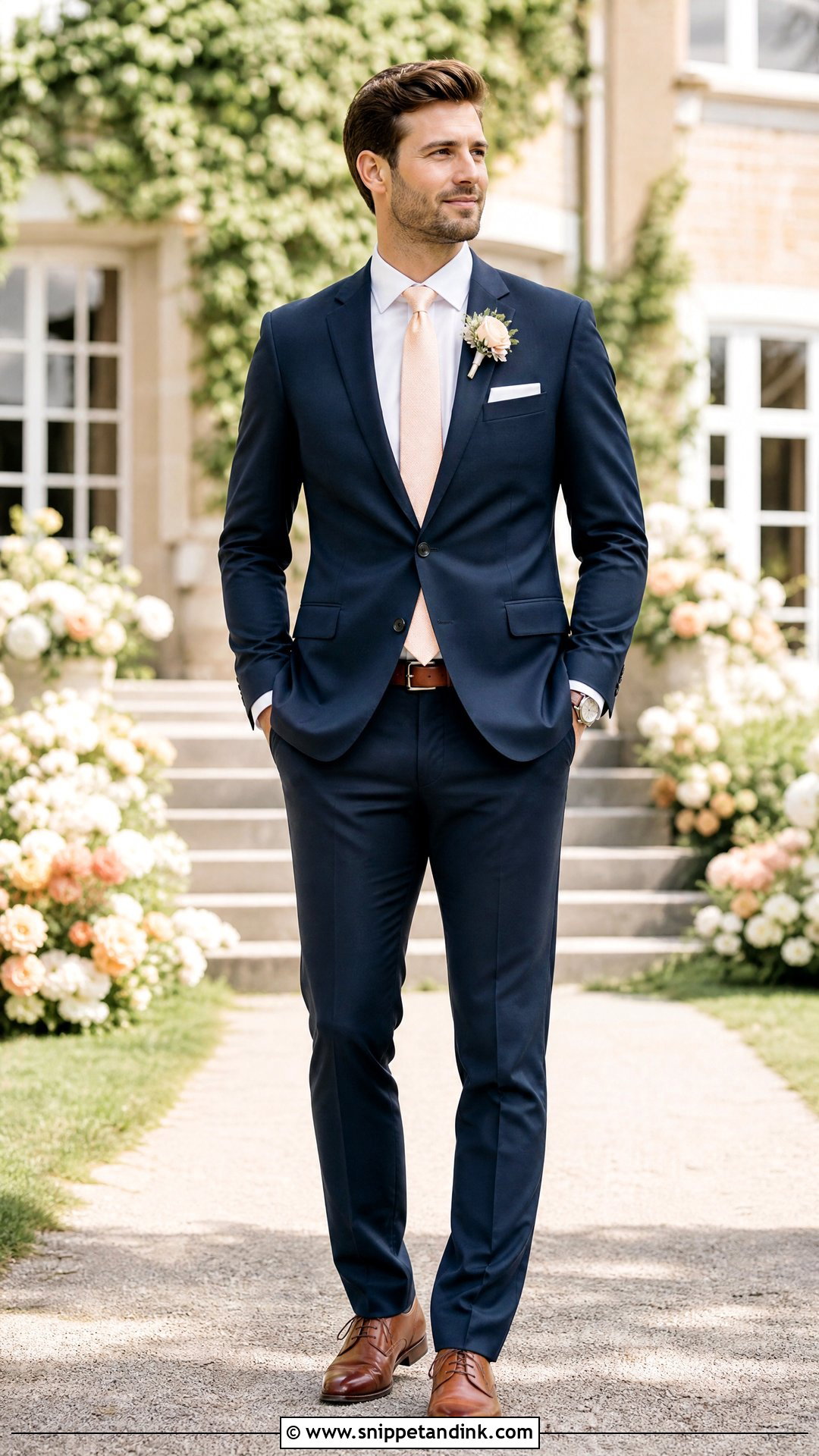 Navy Blue Suit With Peach Tie - Snippet and Ink - 25 Navy Blue Suit Wedding Color Combos Ideas