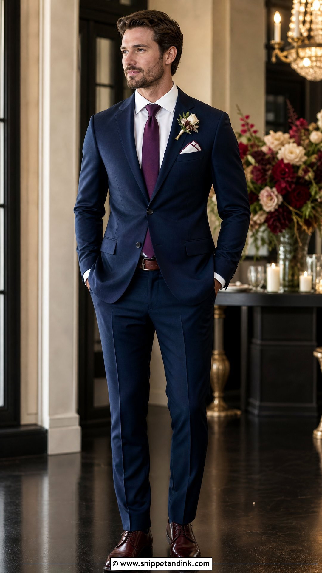 Navy Blue Suit With Plum Tie - Snippet and Ink - 25 Navy Blue Suit Wedding Color Combos Ideas