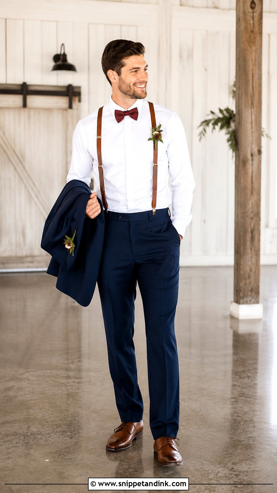 Navy Blue Suit With Suspenders - Snippet and Ink - 30 Navy Blue Suit Wedding Ideas