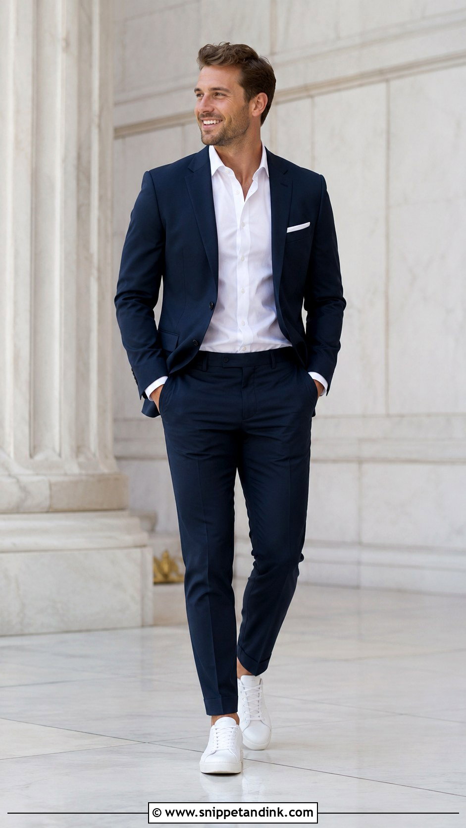 Navy Blue Suit With White Sneakers - Snippet and Ink - 30 Navy Blue Suit Wedding Ideas
