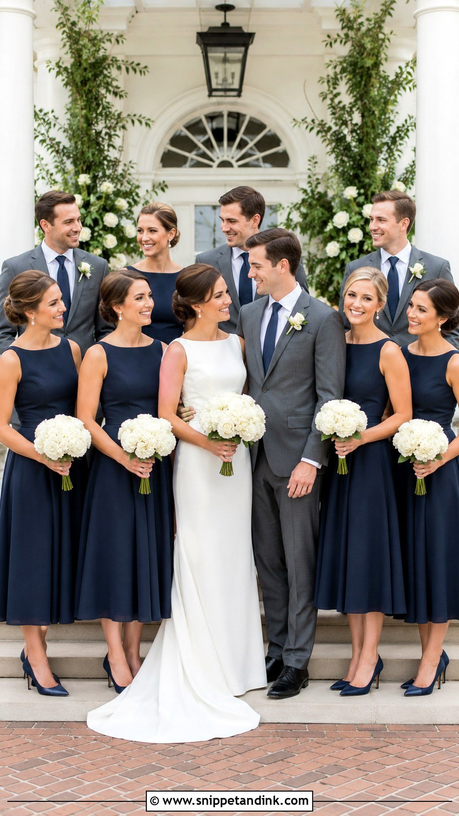 Navy Blue Tea Length Bridesmaid Dresses - Snippet and Ink - 25 Navy Blue Bridal Party Ideas