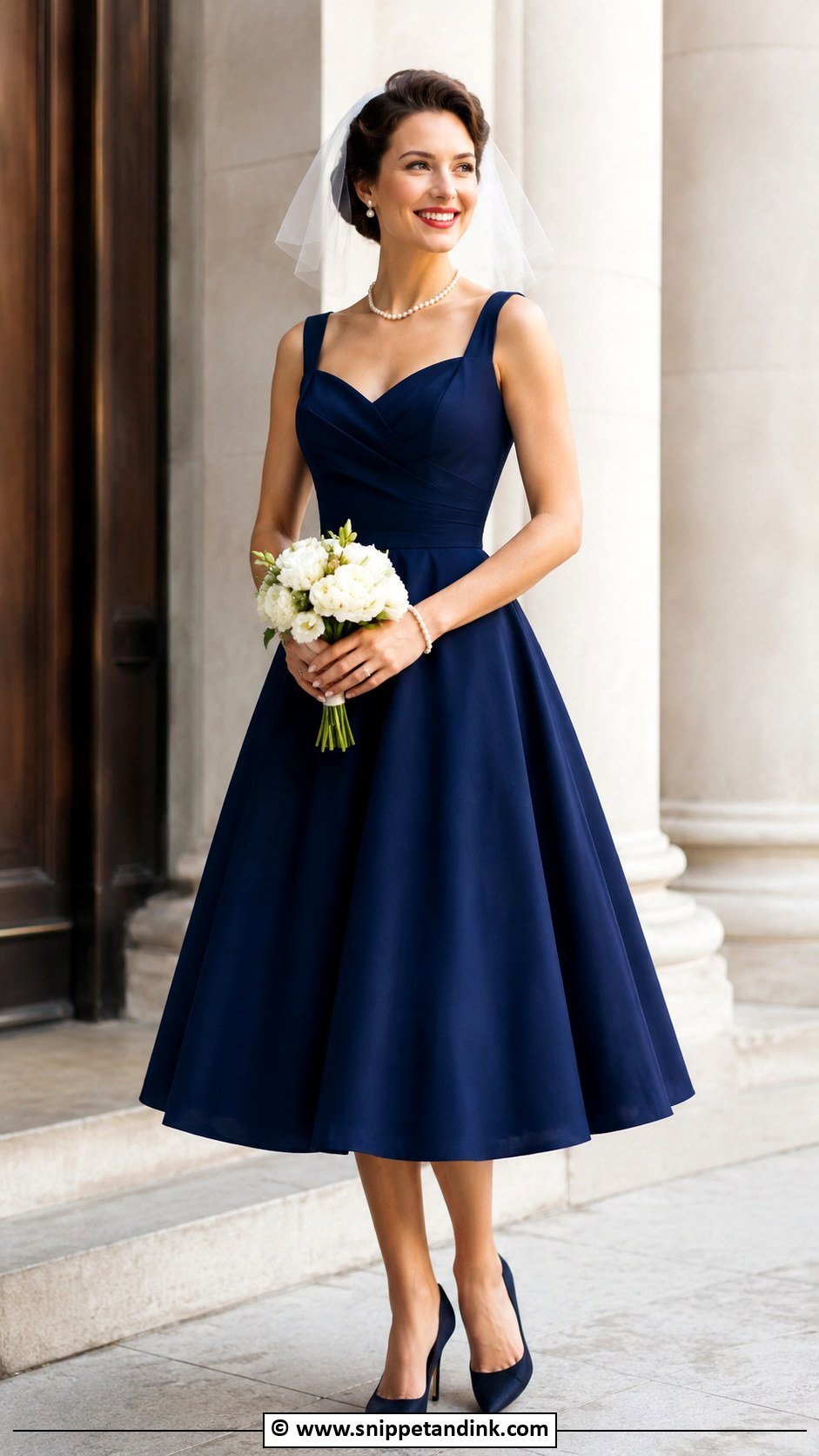 Navy Blue Tea Length Wedding Dress - Snippet and Ink - 25 Navy Blue Wedding Dress Ideas