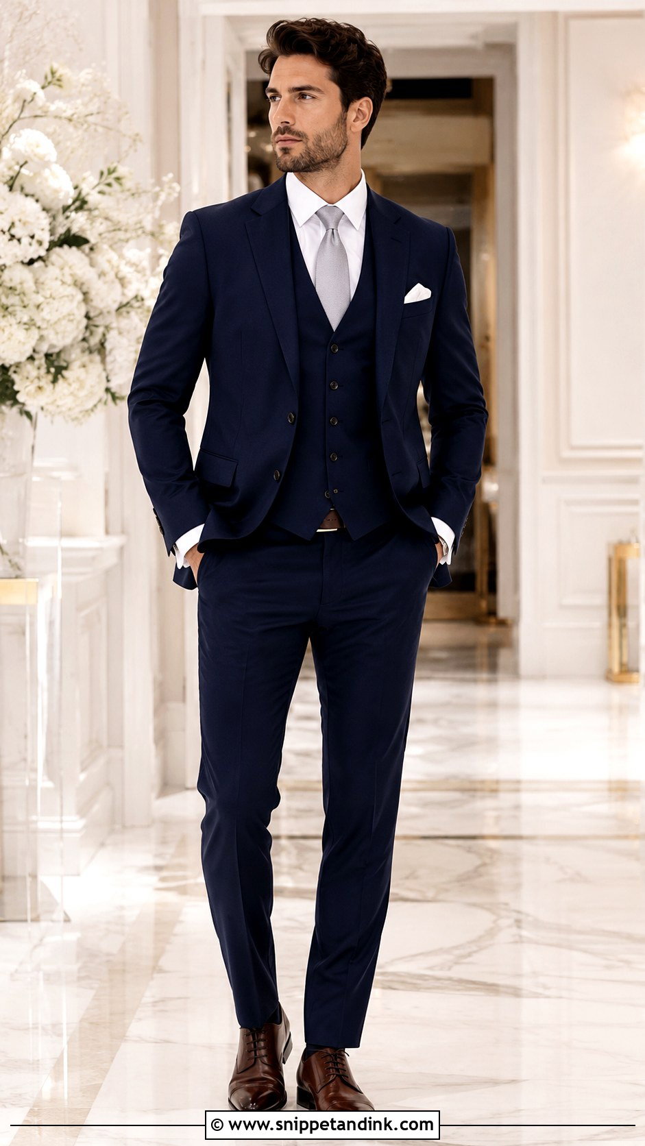 Navy Blue Three Piece Wedding Suit - Snippet and Ink - 20 Blue Suits Wedding