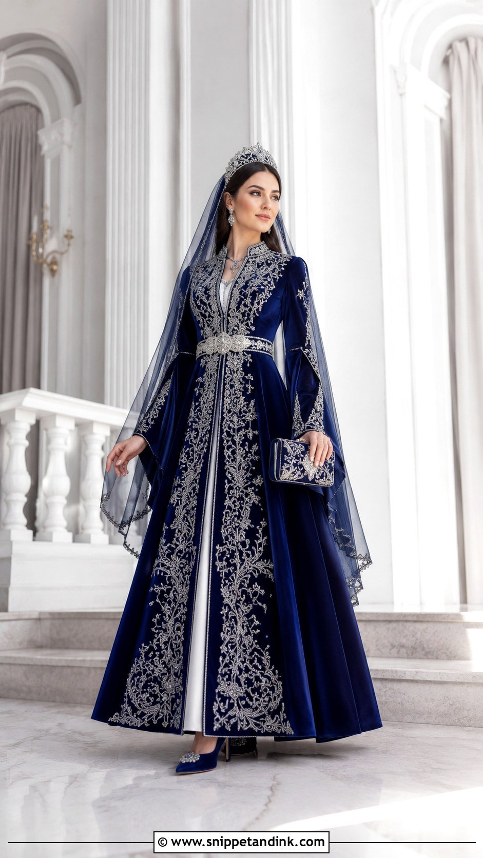 Navy Blue Turkish Bindall Dress - Snippet and Ink - 20 Traditional Turkish Wedding Dress Ideas