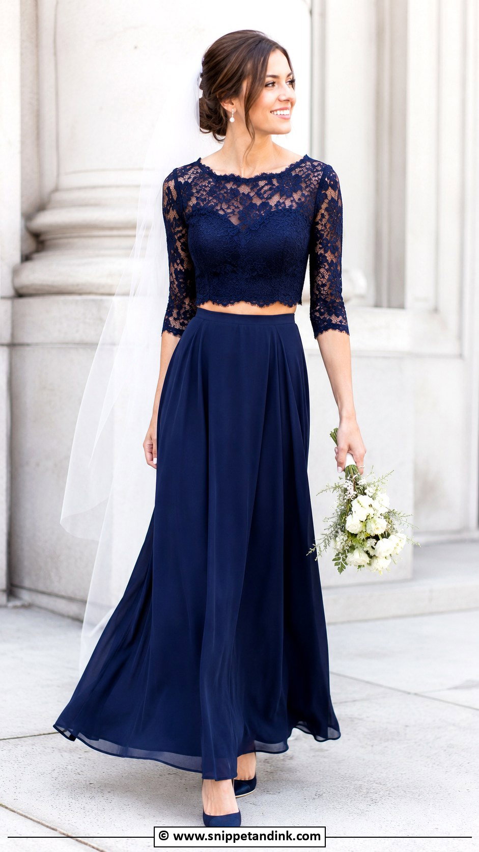 Navy Blue Two Piece Wedding Dress - Snippet and Ink - 25 Navy Blue Wedding Dress Ideas