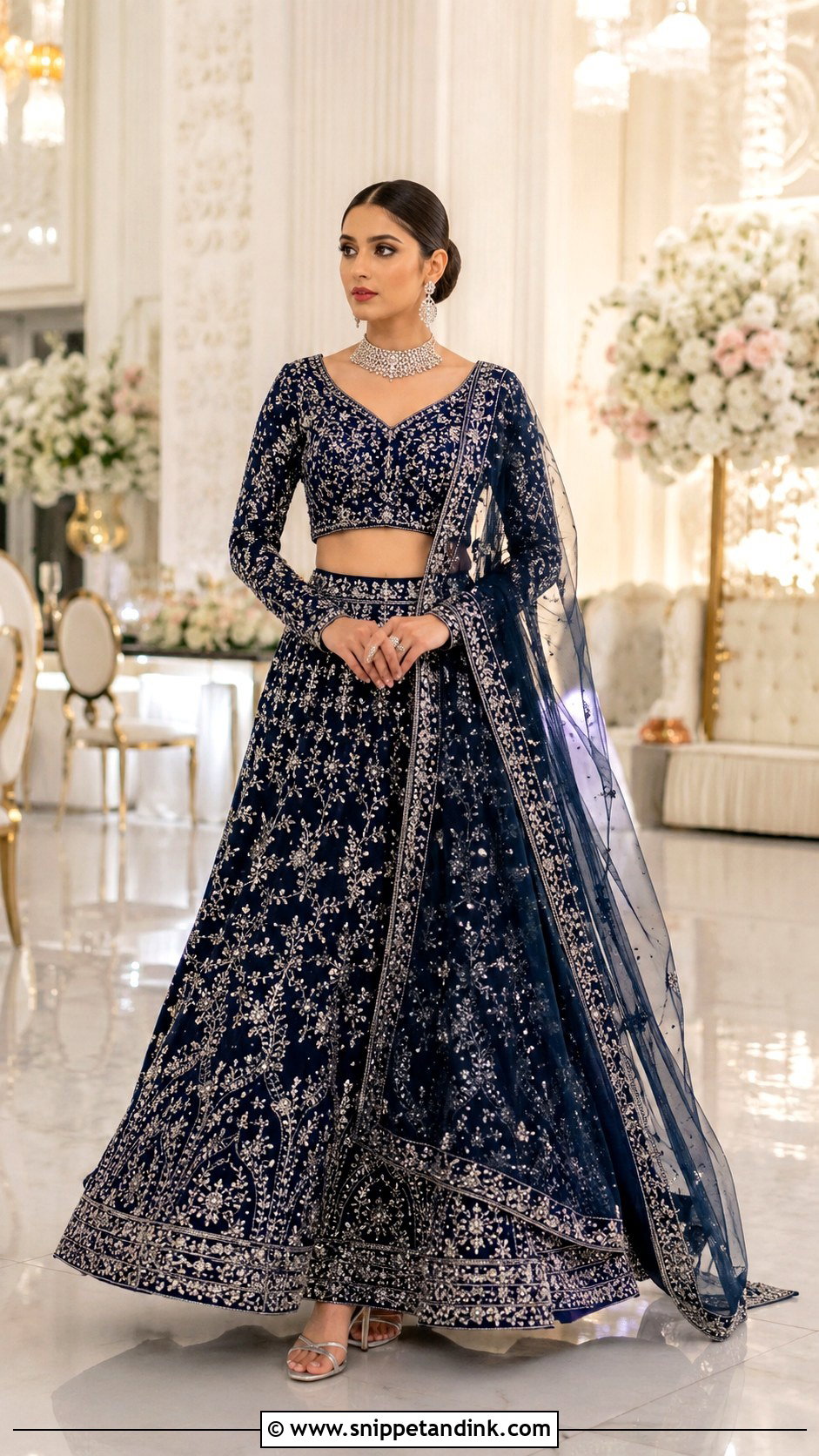 Navy Blue Walima Bridal Lehenga - Snippet and Ink - 20 Walima Brides Ideas