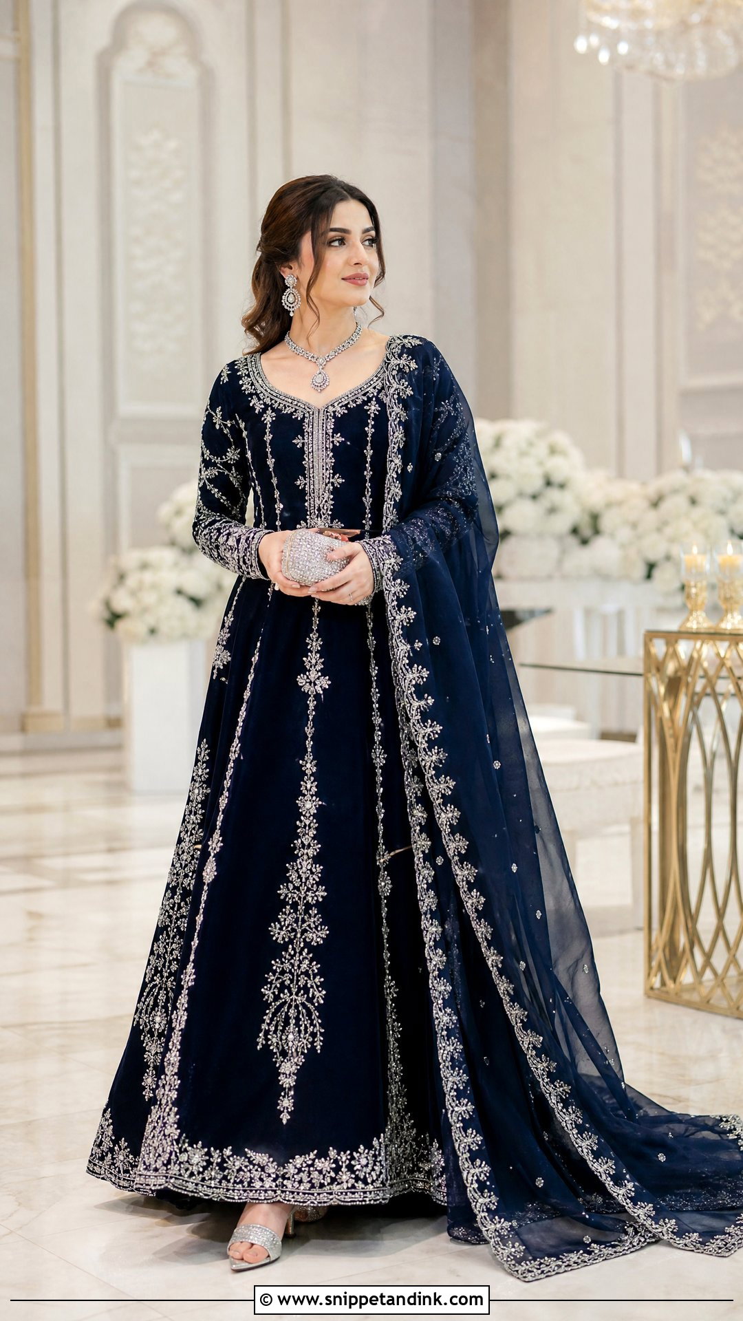 Navy Blue Walima Dress - Snippet and Ink - 20 Walima Dress Colours