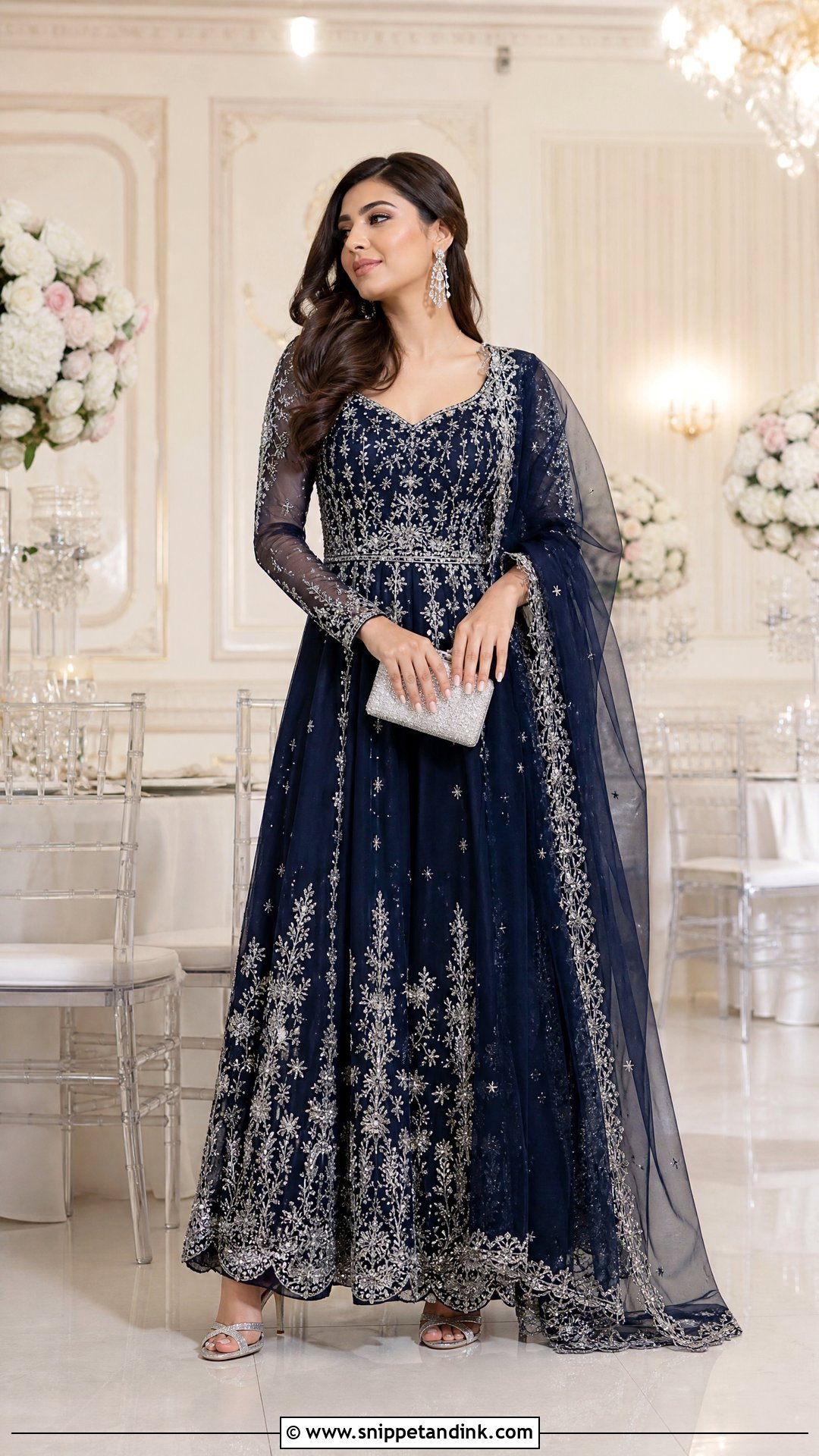 Navy Blue Walima Gown - Snippet and Ink - 20 Walima Gown Ideas