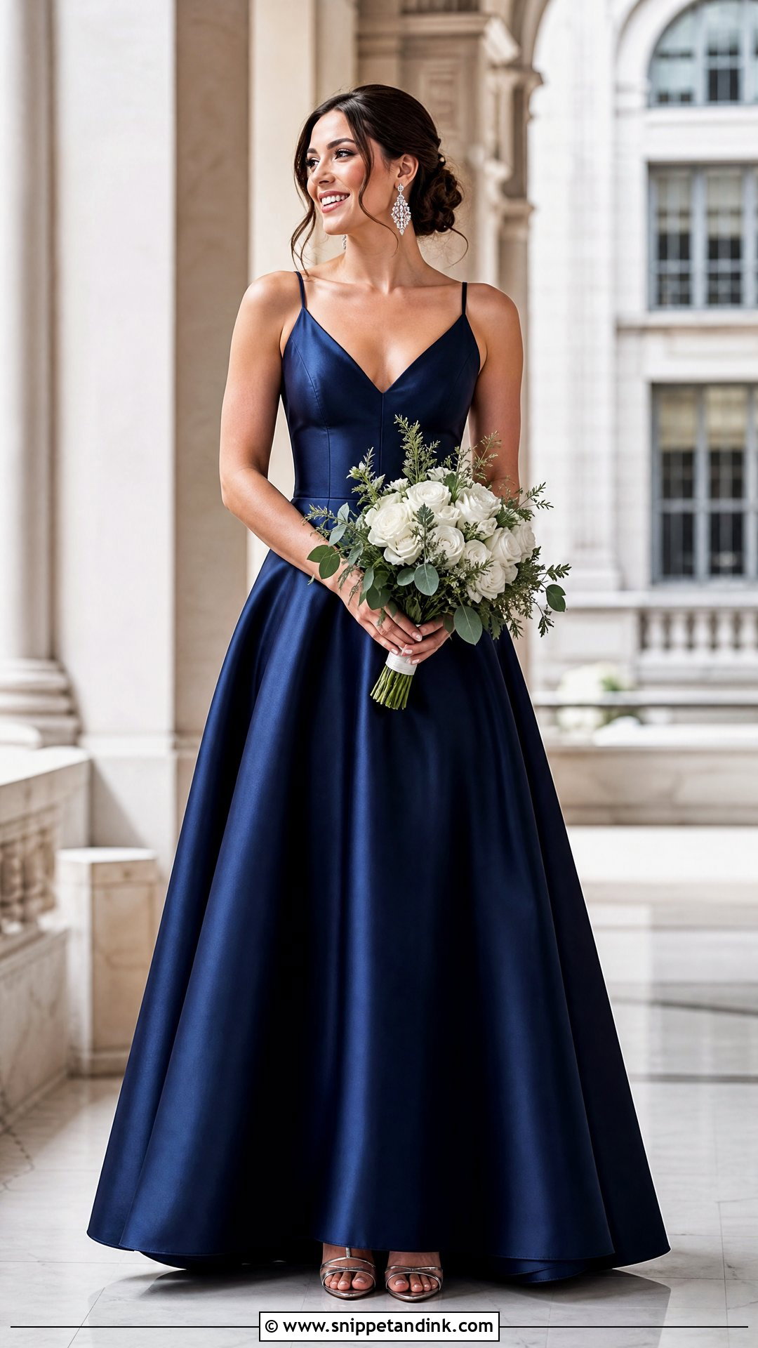 Navy Blue Wedding Dress With Crystal Earrings - Snippet and Ink - 25 Not White Wedding Dress Ideas