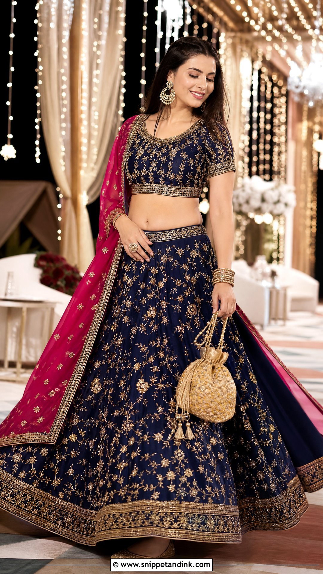 Navy Blue Wedding Garba Lehenga - Snippet and Ink - 20 Wedding Garba Outfit Ideas