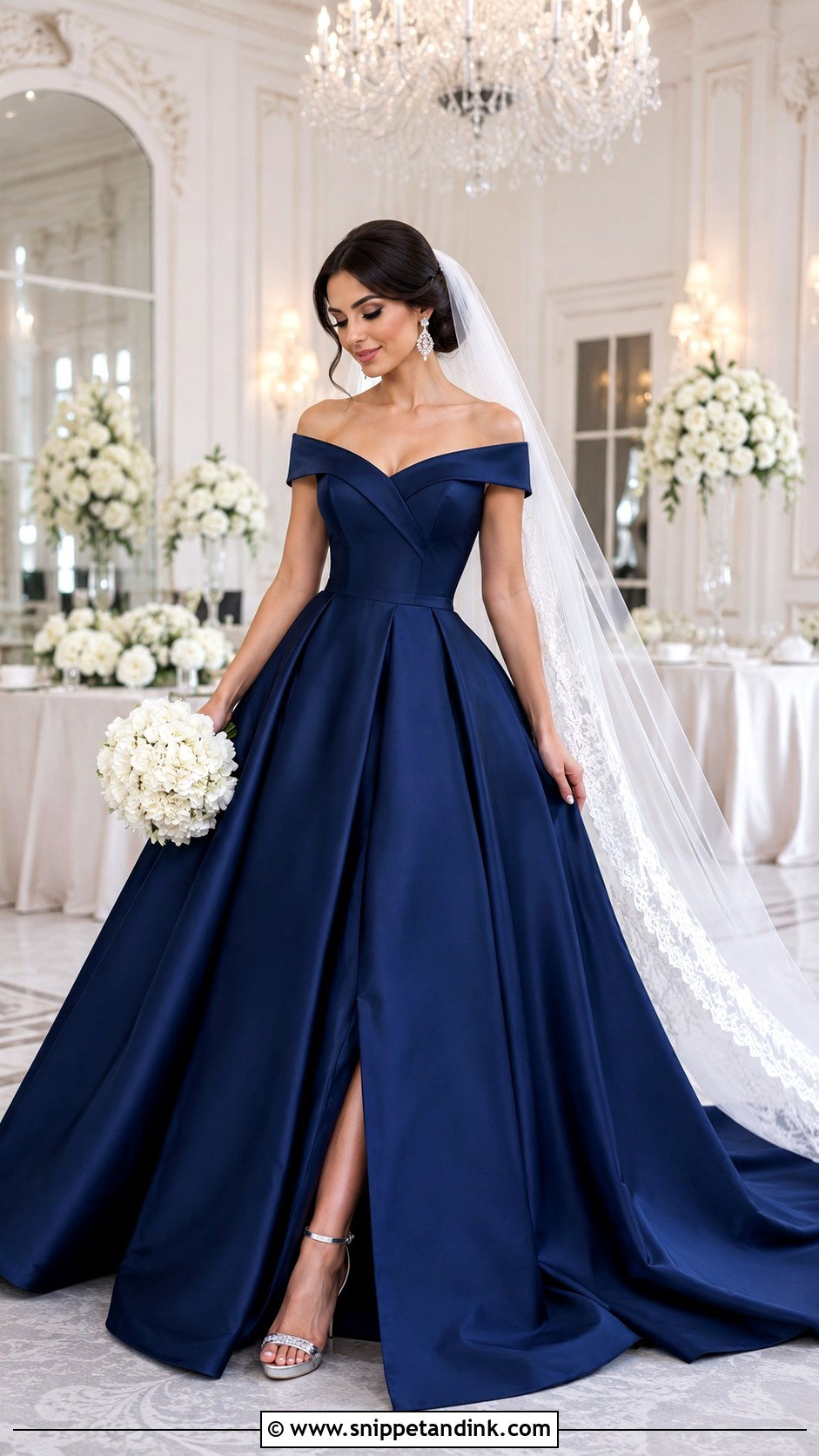 Navy Blue Wedding Gown - Snippet and Ink - 25 Blue Wedding Gowns