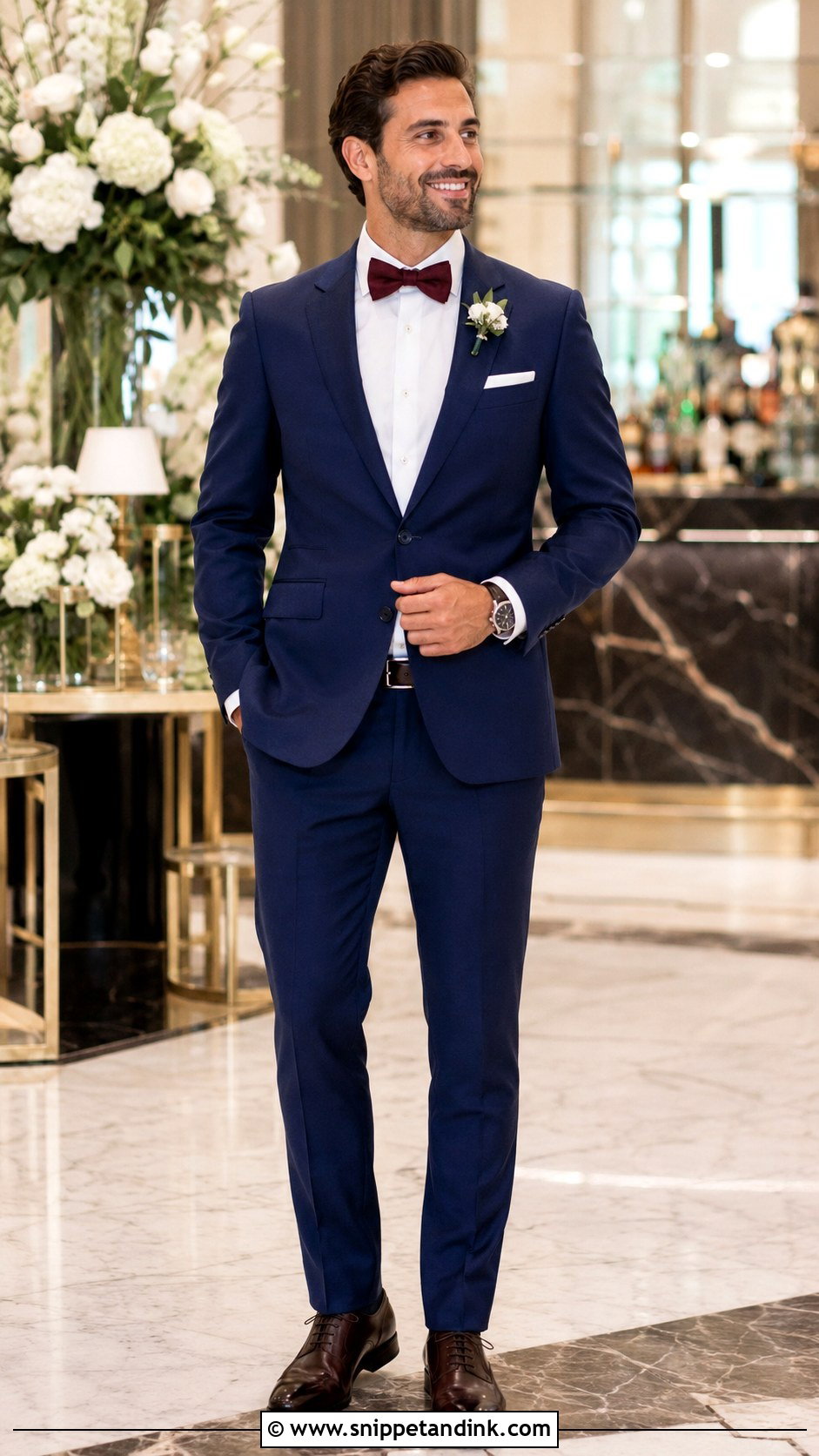Navy Blue Wedding Suit With Bow Tie - Snippet and Ink - 20 Blue Suits Wedding