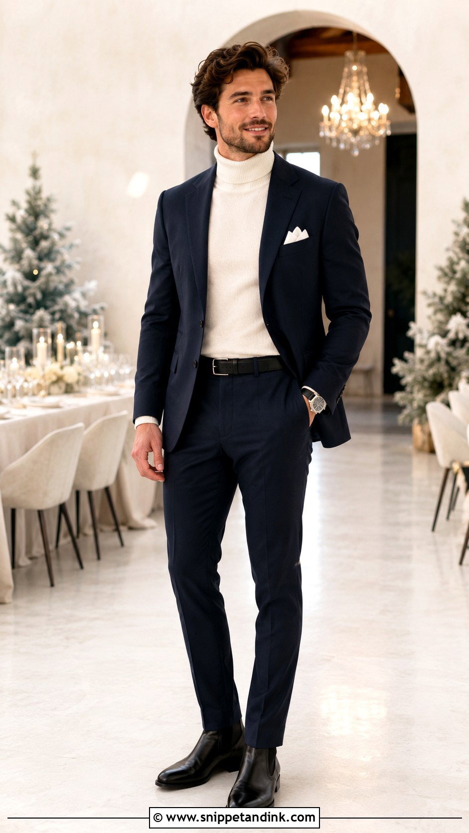 Navy Blue Wedding Suit With Turtleneck - Snippet and Ink - 20 Blue Suits Wedding