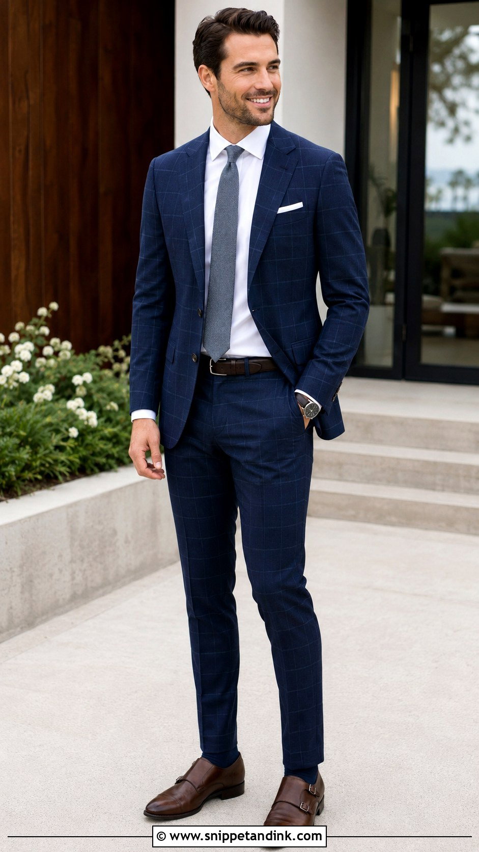 Navy Blue Windowpane Suit Wedding - Snippet and Ink - 20 Navy Blue Suits Wedding