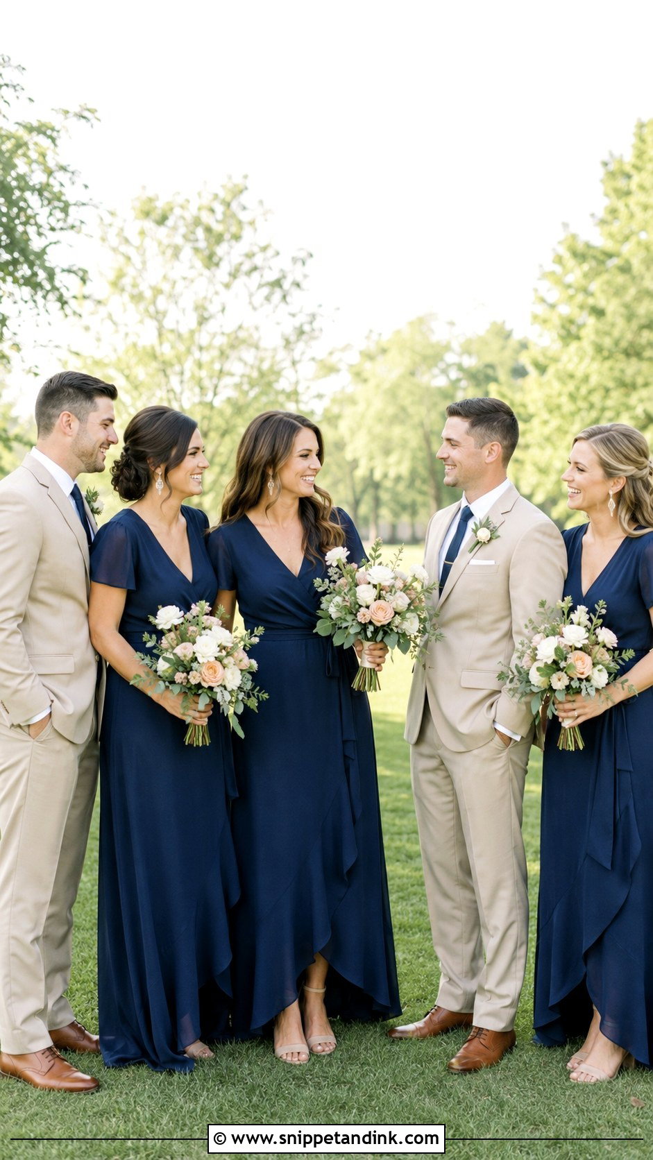 Navy Blue Wrap Bridesmaid Dresses - Snippet and Ink - 25 Navy Blue Bridal Party Ideas