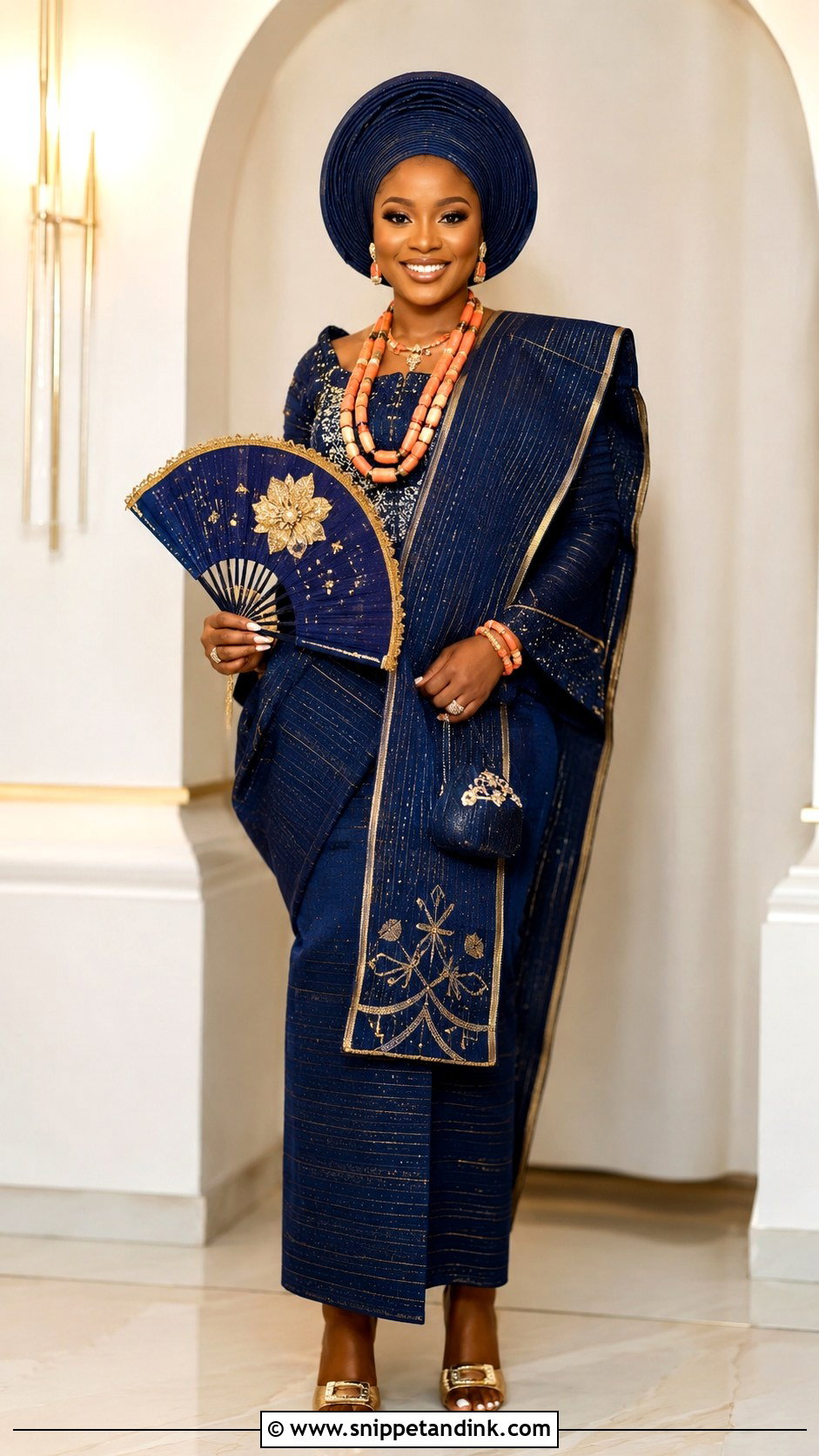 Navy Blue Yoruba Bride Attire - Snippet and Ink - 25 Yoruba Traditional Wedding Attire for Bride Ideas