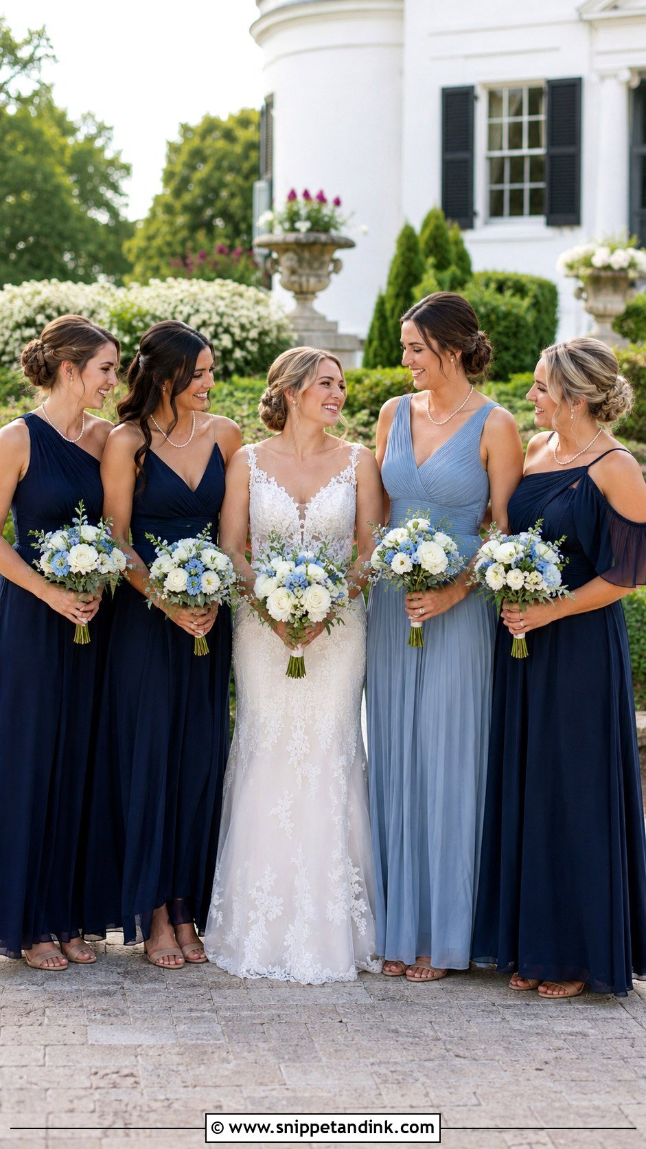 Navy Bridal Party With A Contrasting Maid Of Honor - Snippet and Ink - 20 Navy Bridal Party Ideas