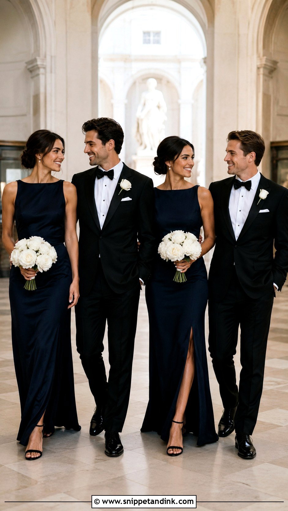 Navy Bridesmaids And Black Tuxedos - Snippet and Ink - 20 Navy Bridal Parties Ideas