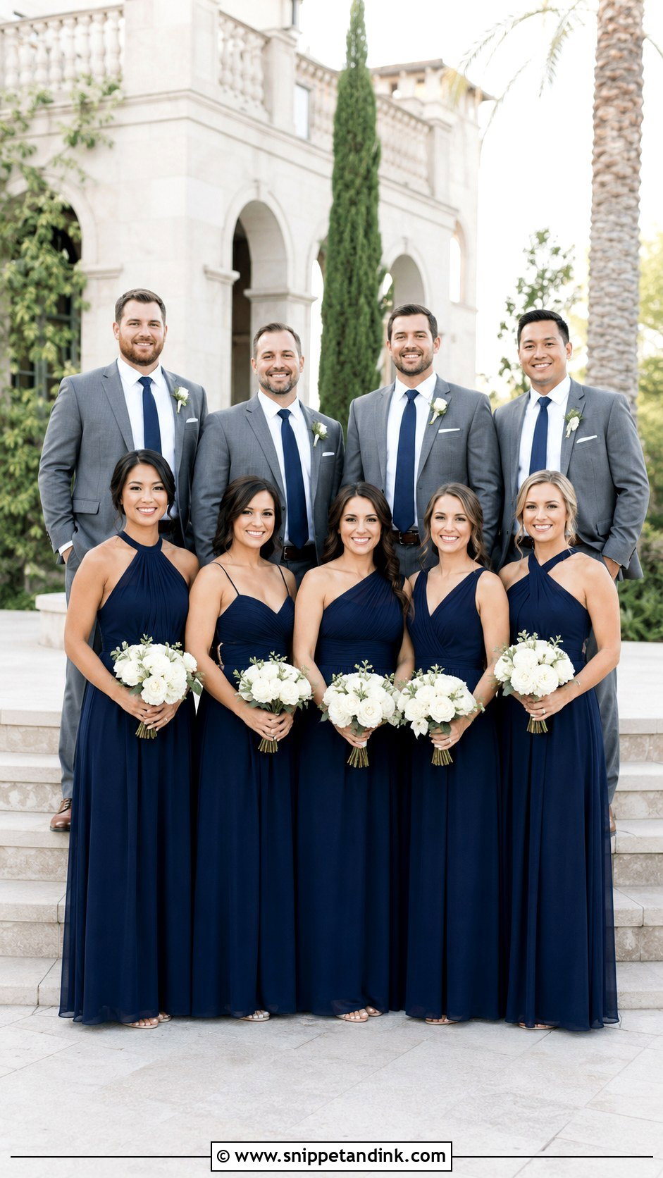 Navy Bridesmaids And Gray Groomsmen - Snippet and Ink - 20 Navy Bridal Parties Ideas