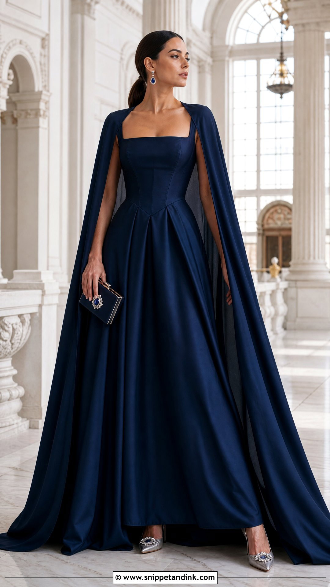 Navy Cape Princess Corset Dress - Snippet and Ink - 20 Princess Dress Corset Ideas