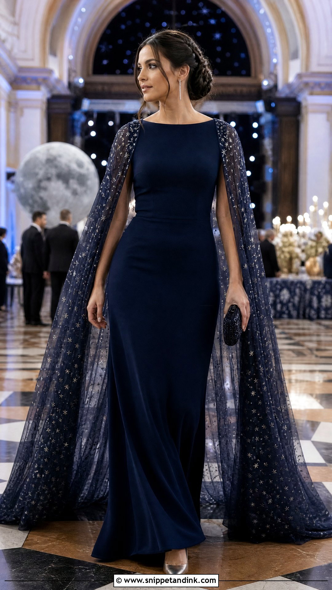 Navy Cape Starfall Ball Gown - Snippet and Ink - 20 Starfall Ball Gown Ideas