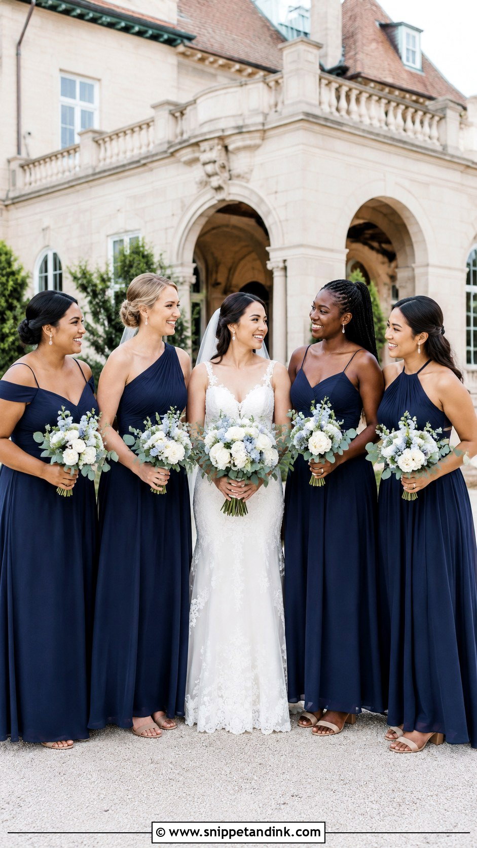 Navy Chiffon Bridal Party - Snippet and Ink - 20 Navy Bridal Party Ideas