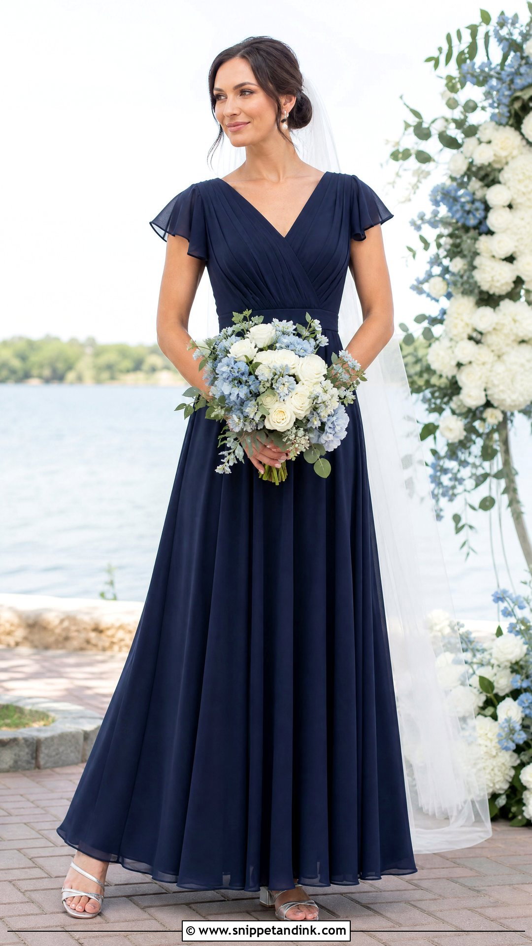 Navy Chiffon Wedding Dress - Snippet and Ink - 20 Navy Wedding Dress Ideas