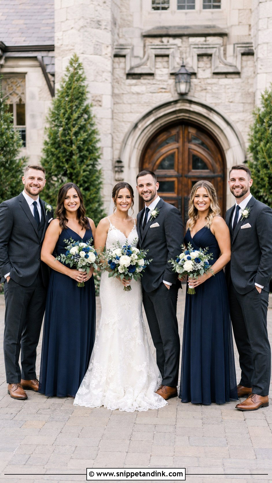 Navy Dresses And Charcoal Suits - Snippet and Ink - 20 Navy Bridal Party Ideas