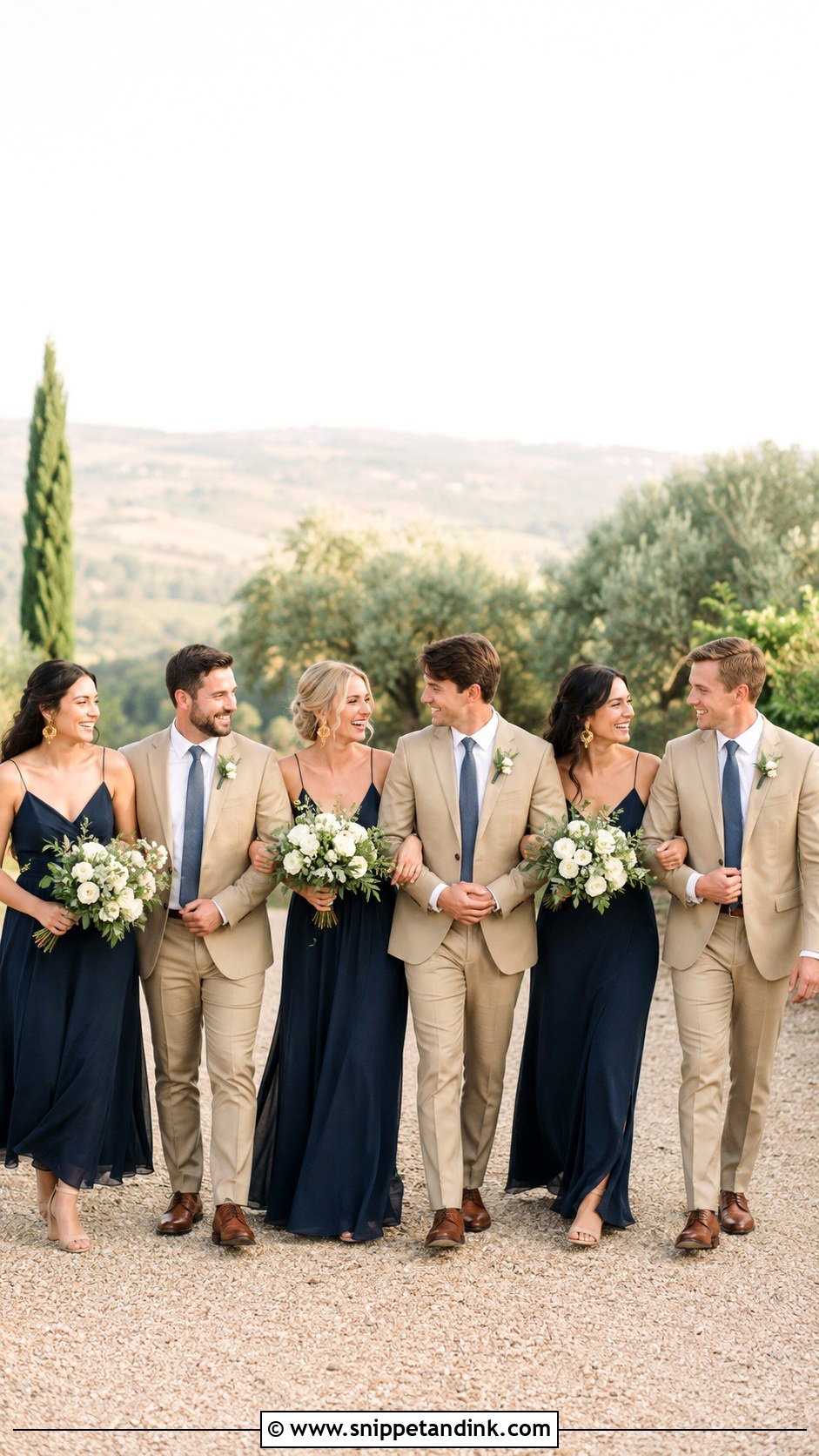 Navy Dresses And Tan Suits - Snippet and Ink - 20 Navy Bridal Party Ideas