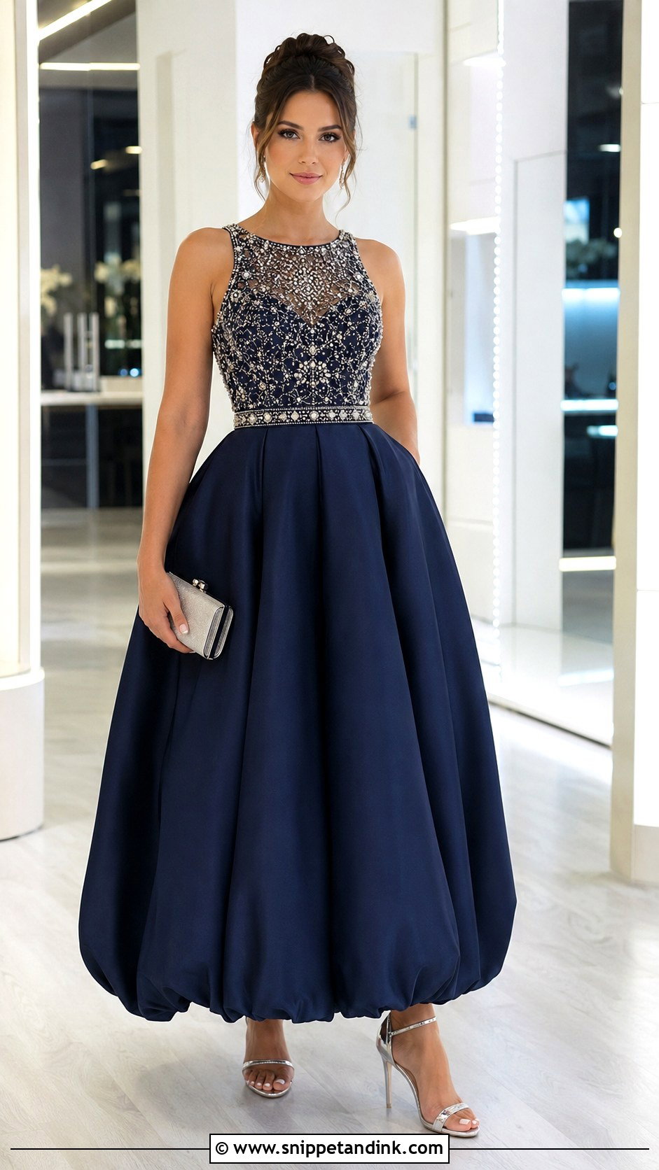 Navy Embellished Balloon Gown - Snippet and Ink - 20 Balloon Gown Ideas