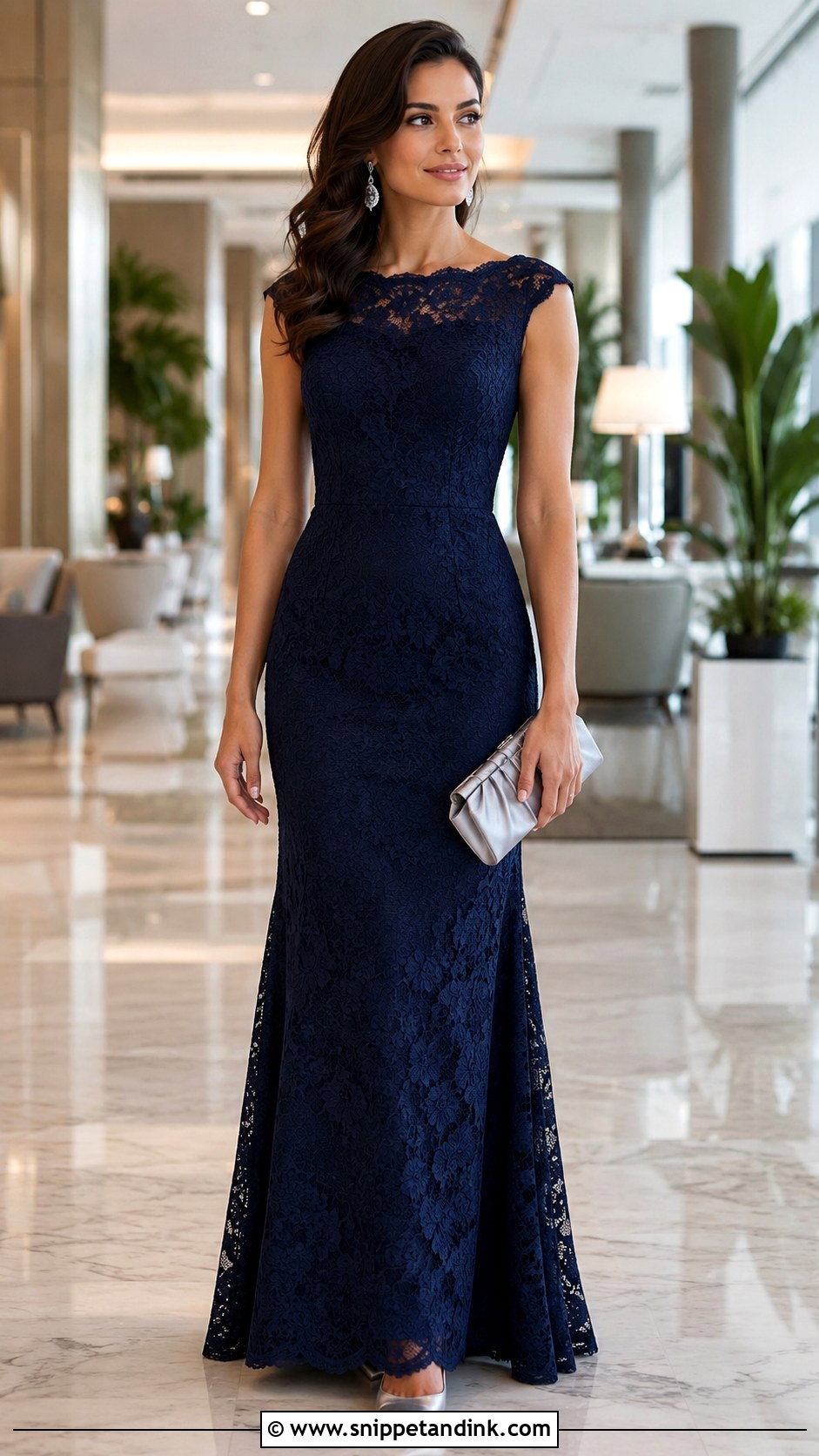 Navy Fitted Lace Gown - Snippet and Ink - 20 Fitted Lace Gown Styles