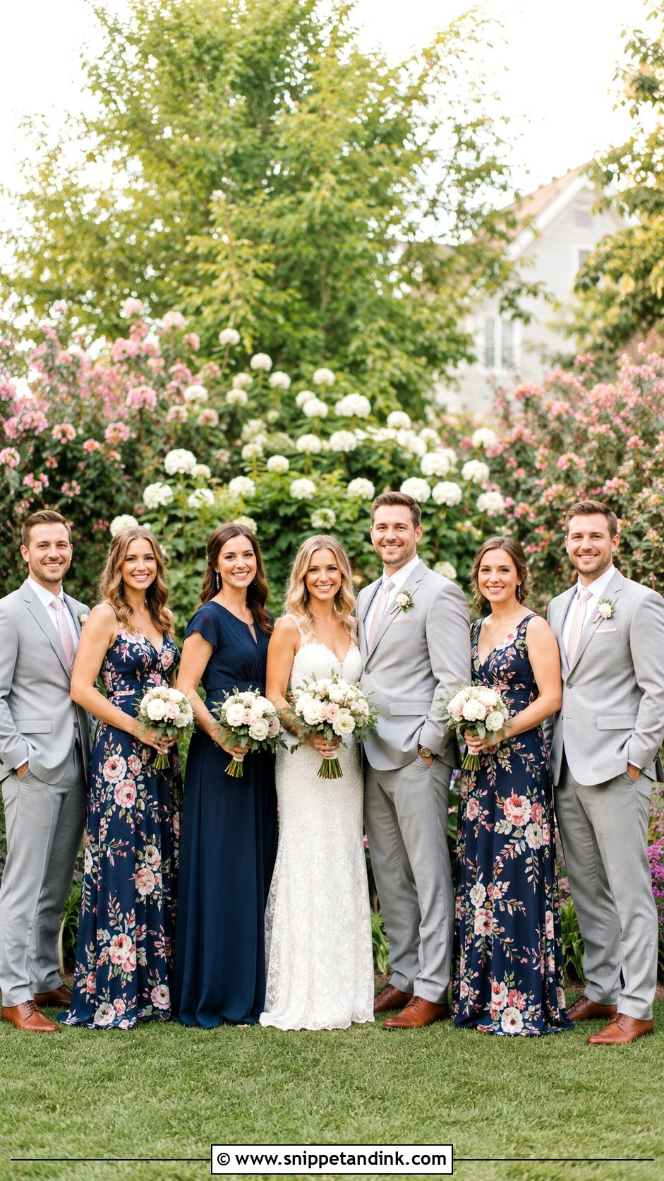 Navy Floral Dress Bridal Party - Snippet and Ink - 20 Navy Bridal Parties Ideas