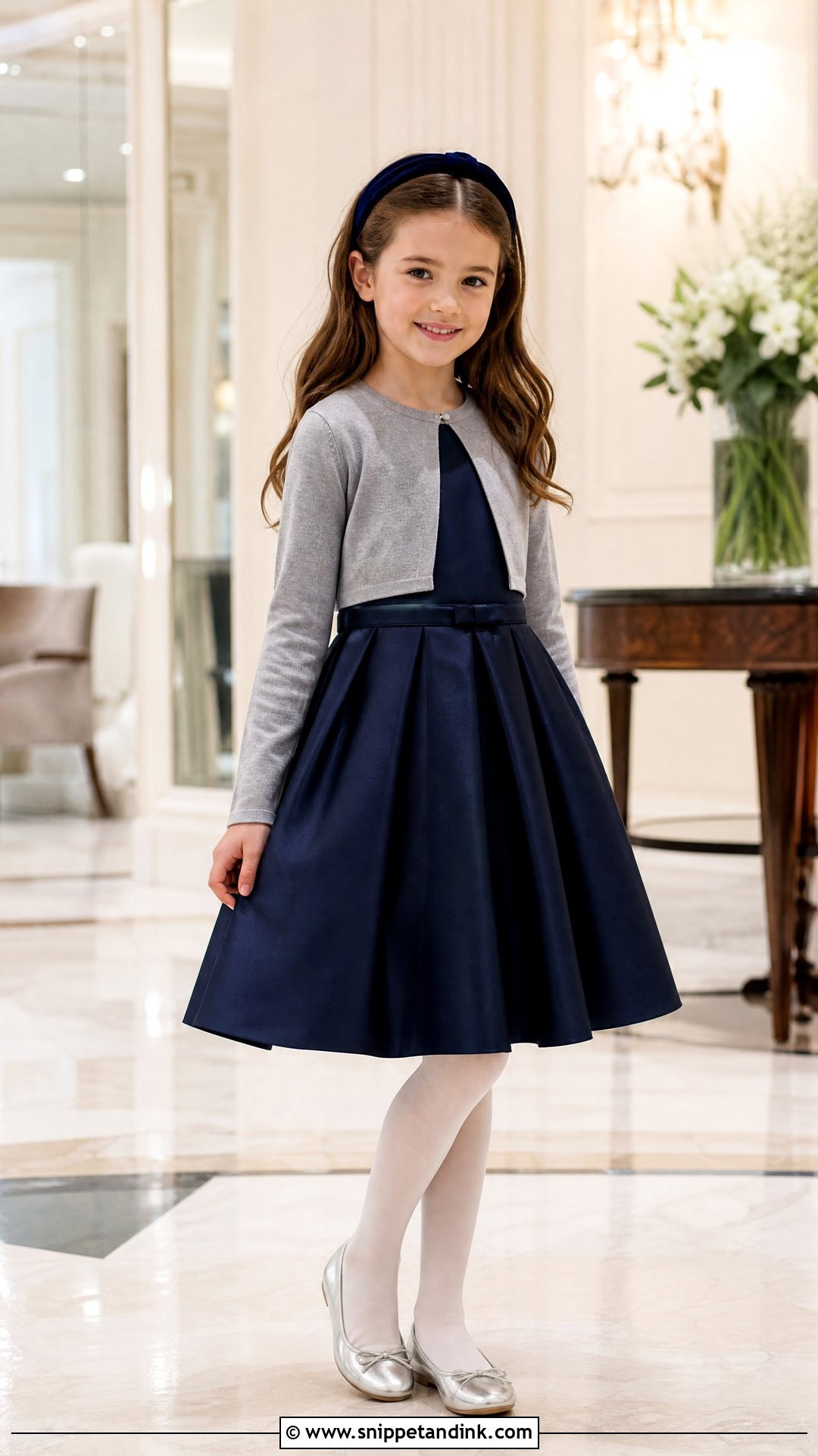 Navy Formal Girl Wedding Outfit - Snippet and Ink - 20 Girl Kids Wedding Outfits