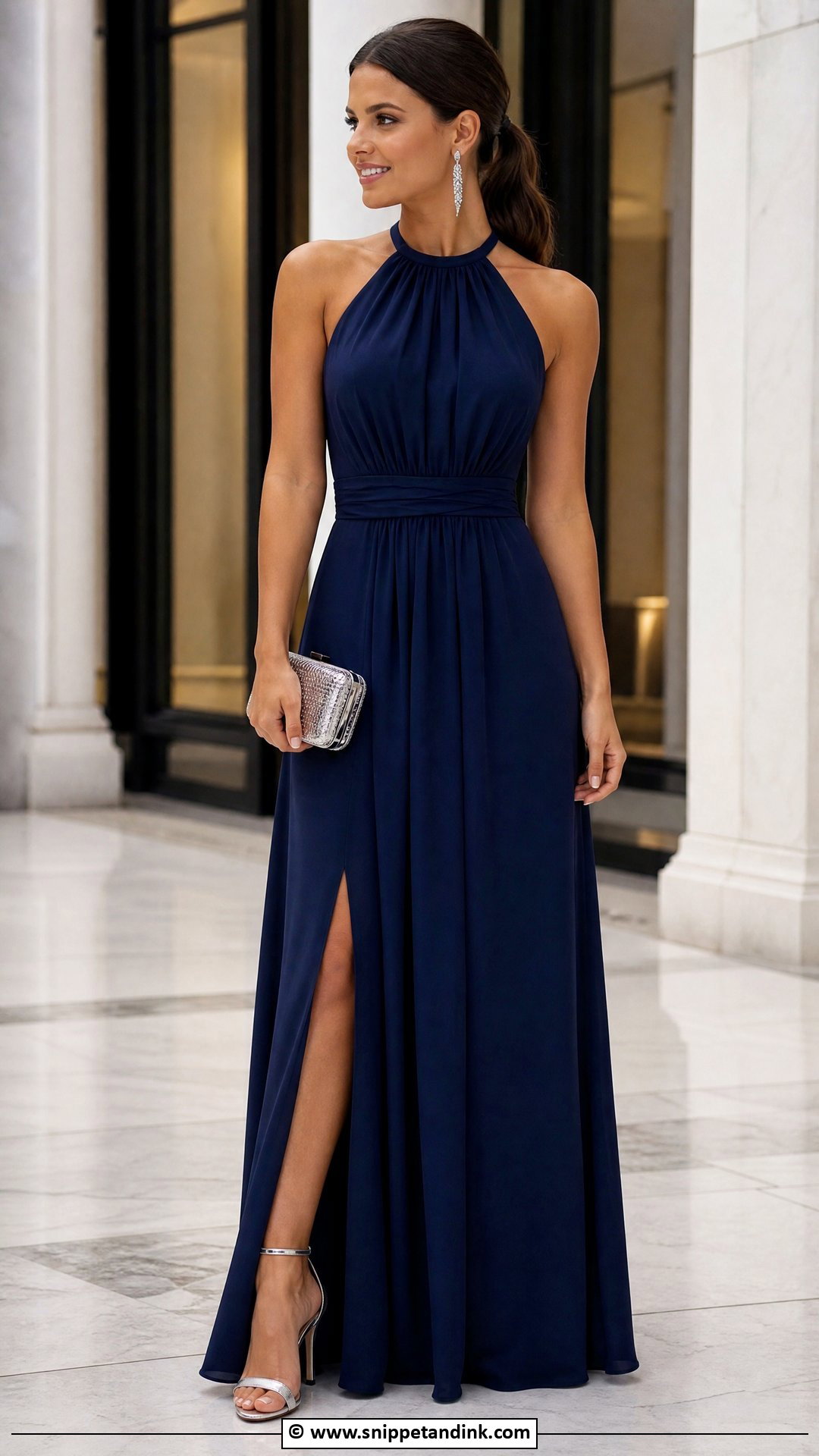 Navy Halter Bridesmaid Dress - Snippet and Ink - 35 27 Dresses