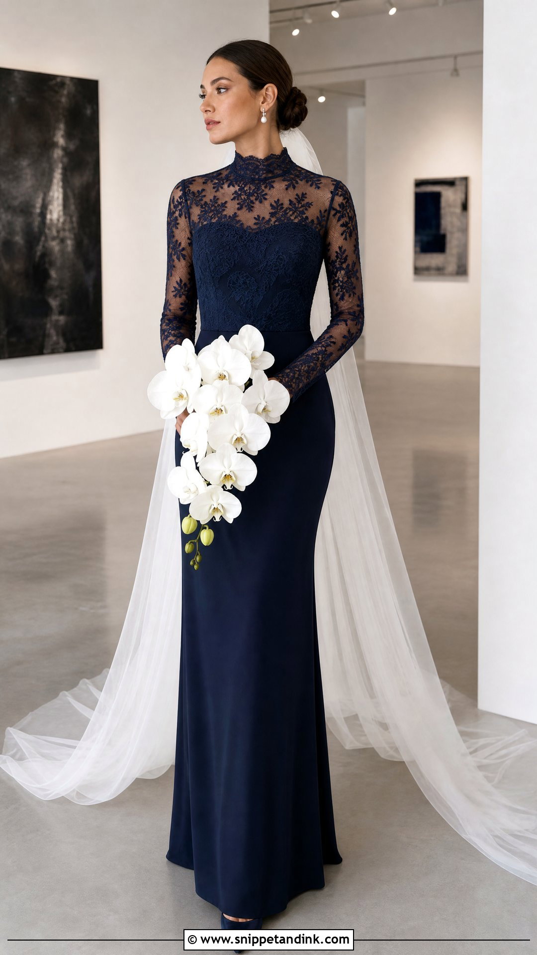 Navy High Neck Wedding Dress - Snippet and Ink - 20 Navy Wedding Dress Ideas
